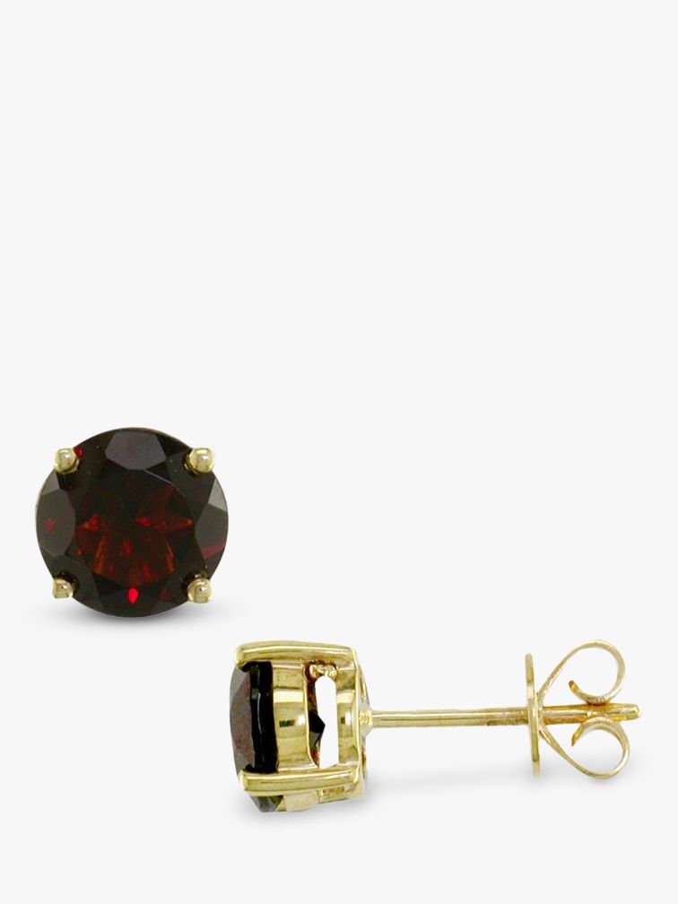 Unbranded Deep Red Garnet 9ct Gold Stud Earrings