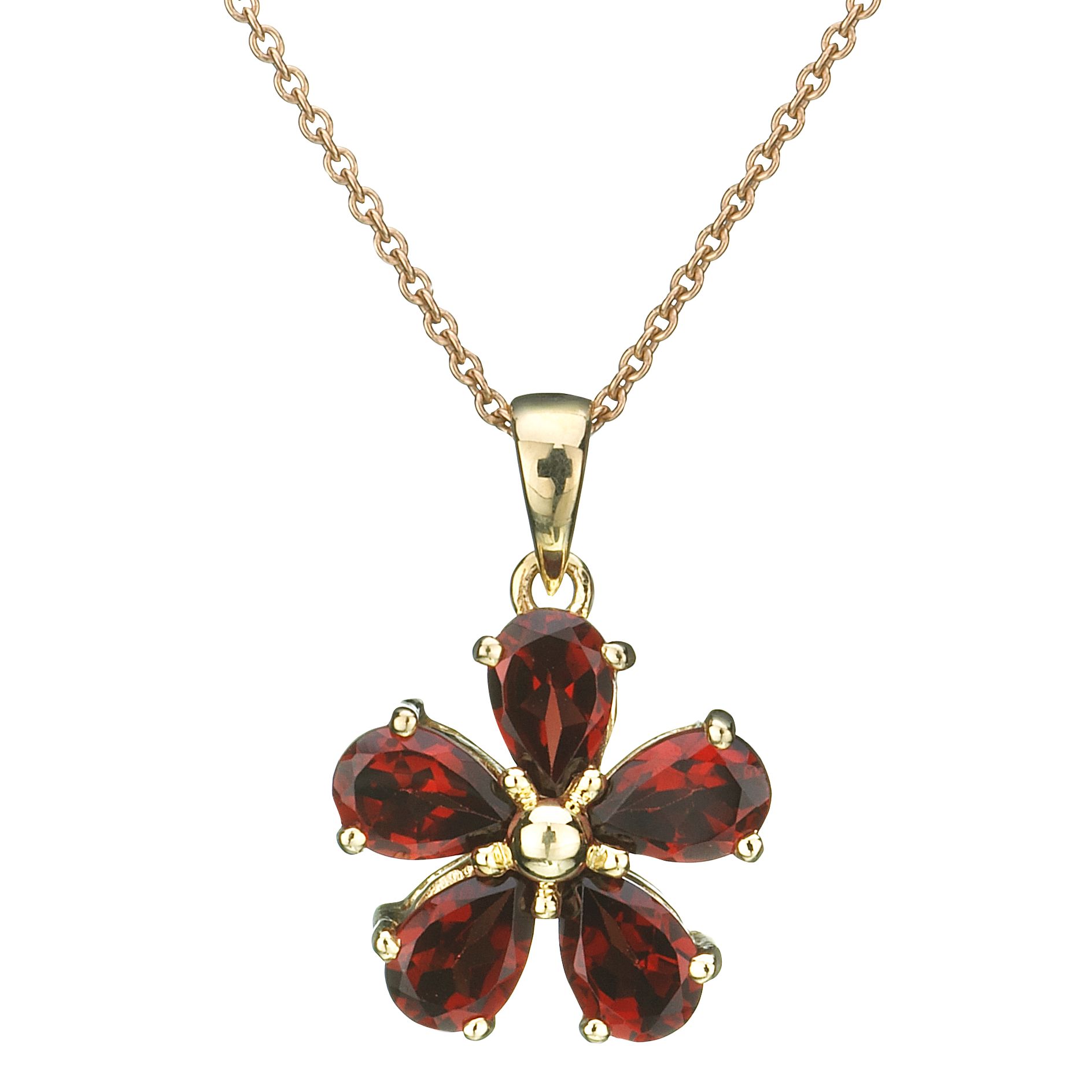 EWA Red Garnet Flower Pendant
