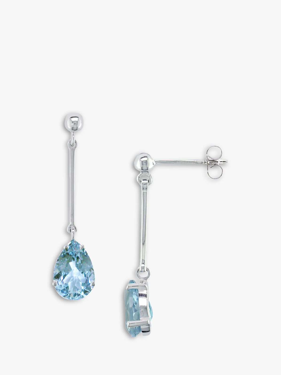 9ct White Gold Aquamarine Drop