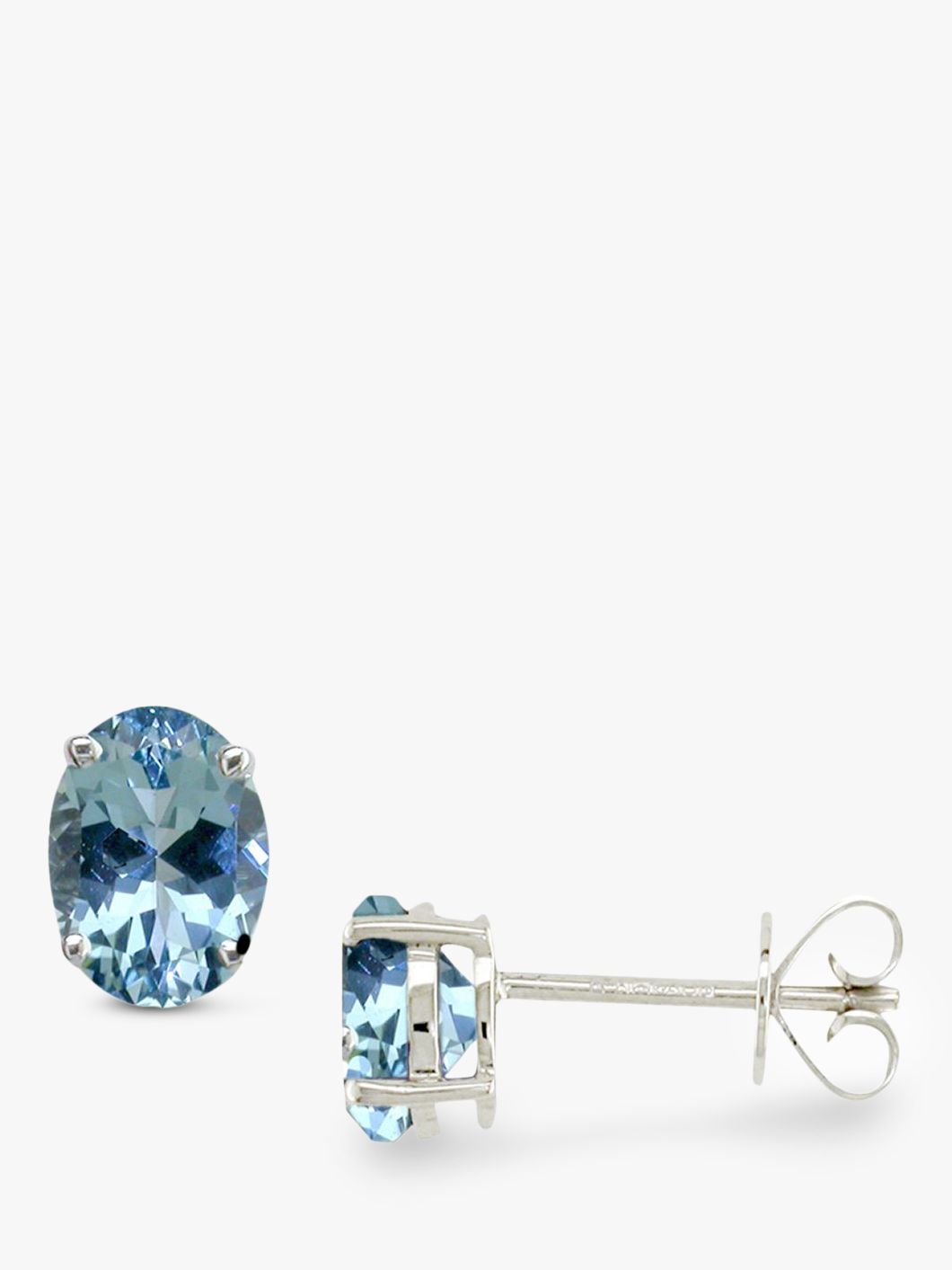 White Gold and Aquamarine Stud Earrings