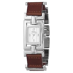 Fossil ES1855 Square White Dial Womens Watch