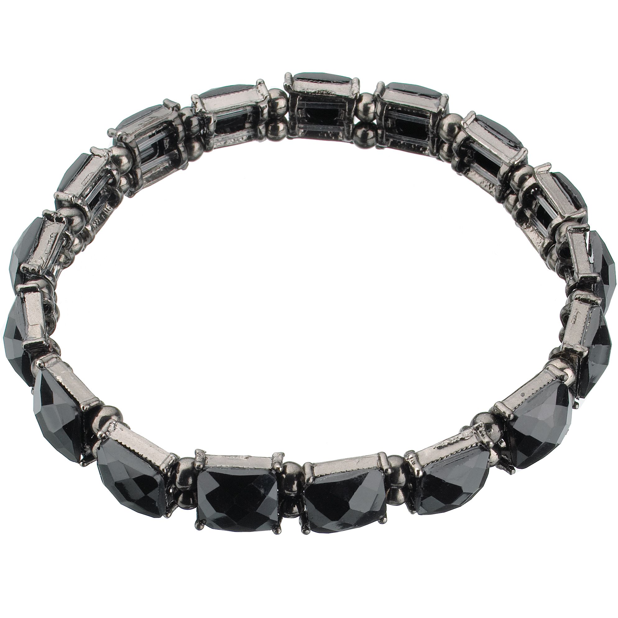 1928 Faceted Square Bead Stretch Bracelet