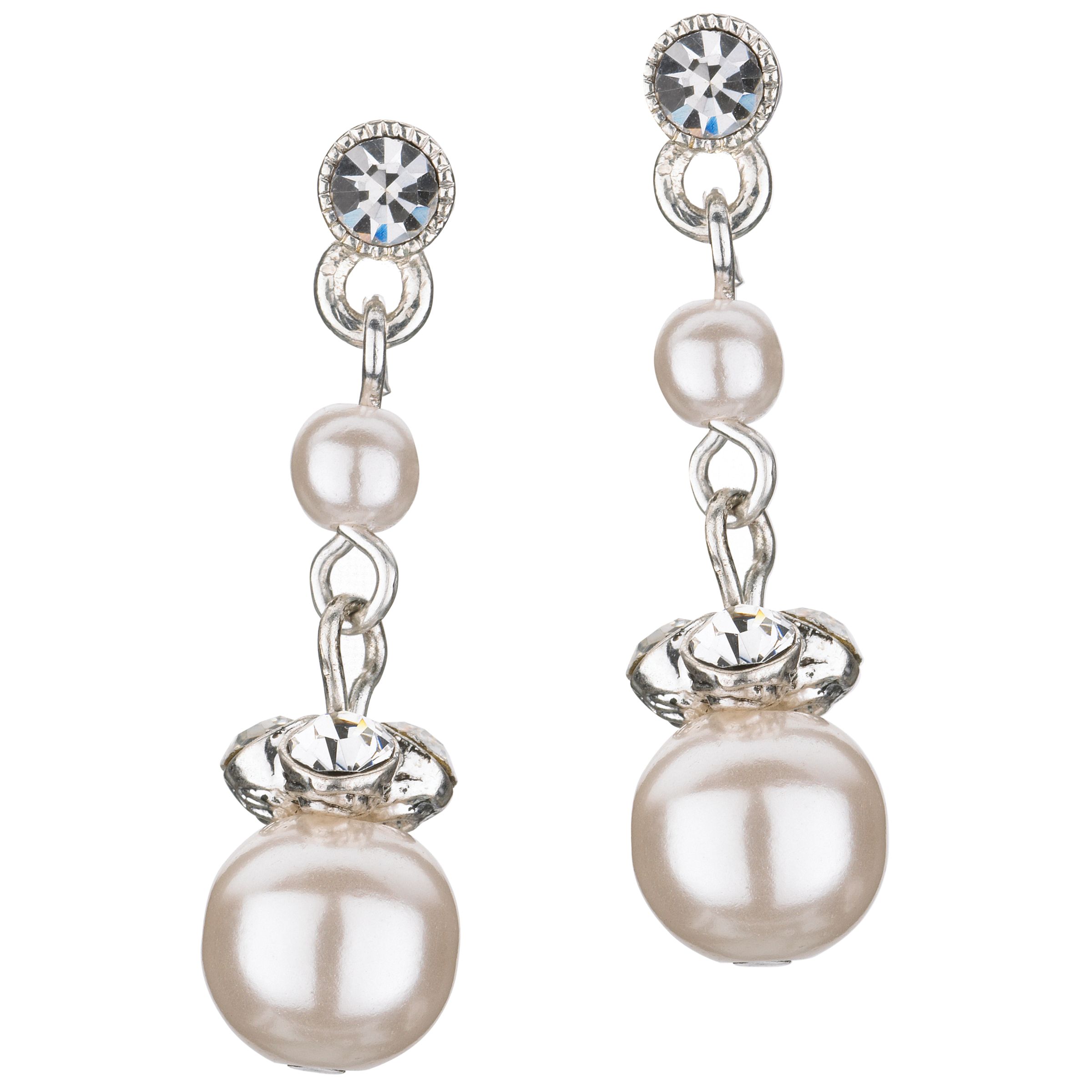 1928 Glass Pearl and Crystal Drop Earrings