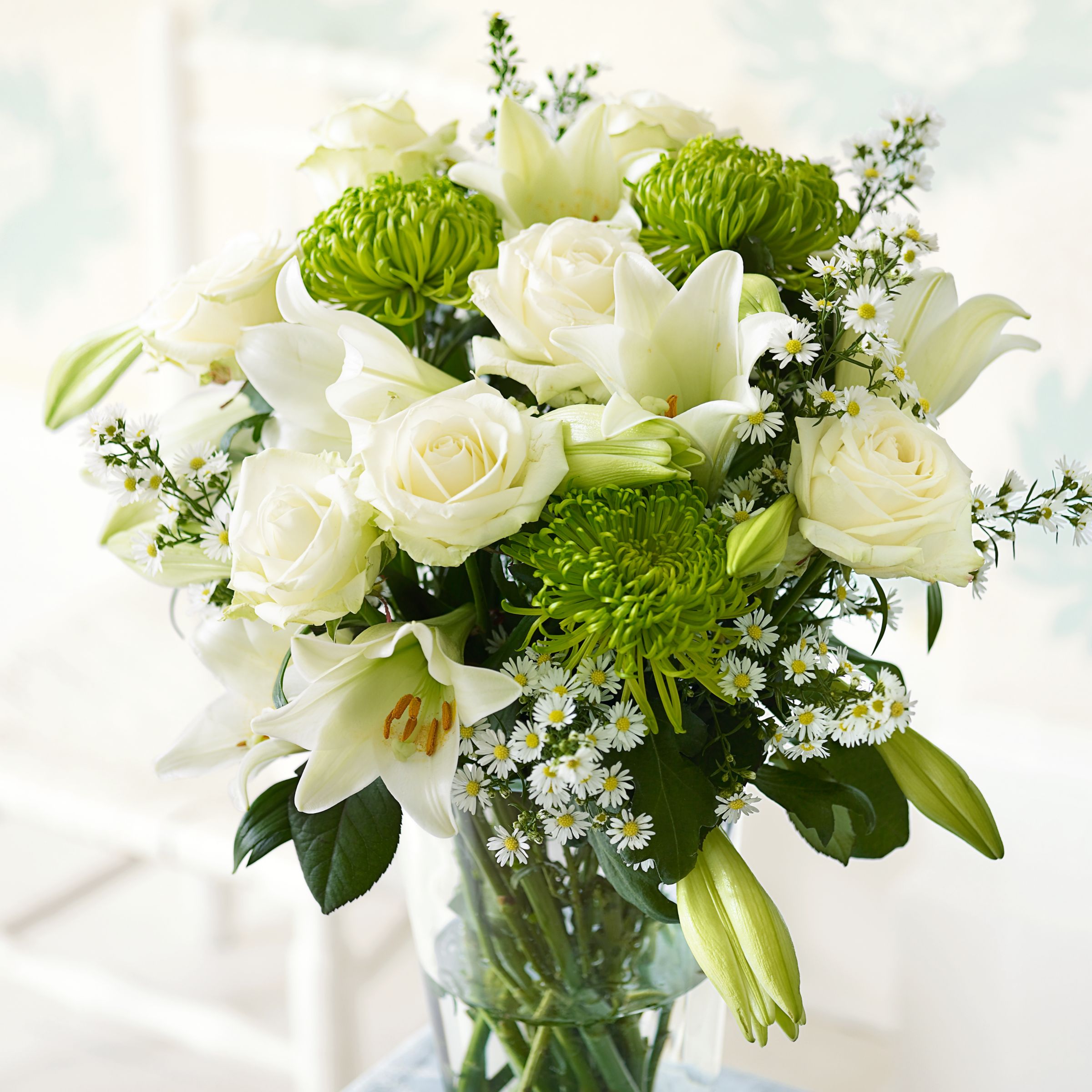 John Lewis Flowers  White and Lime Bouquet