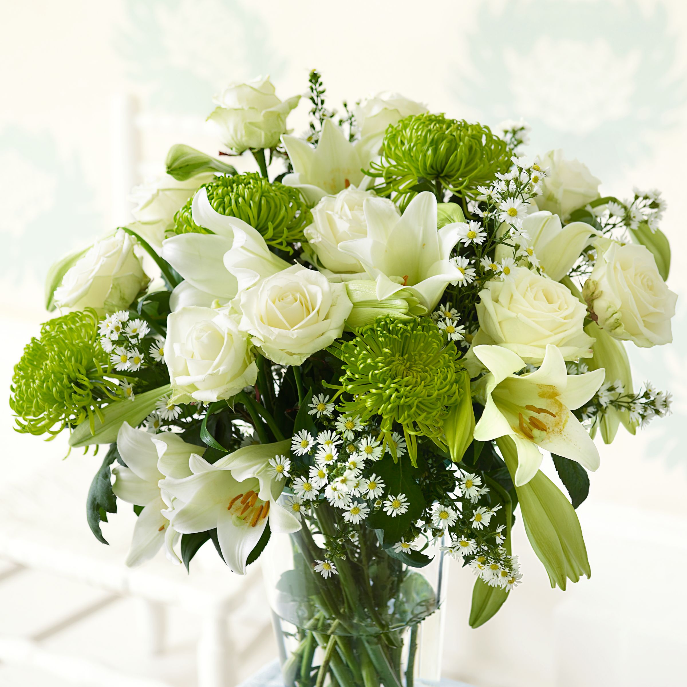 John Lewis Flowers  Super White and Lime Bouquet