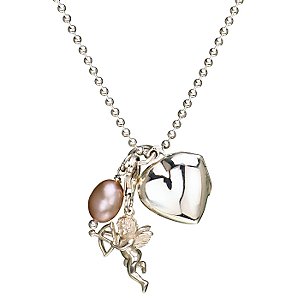 MJ1312 Cupid, Pearl and Heart Locket Necklace