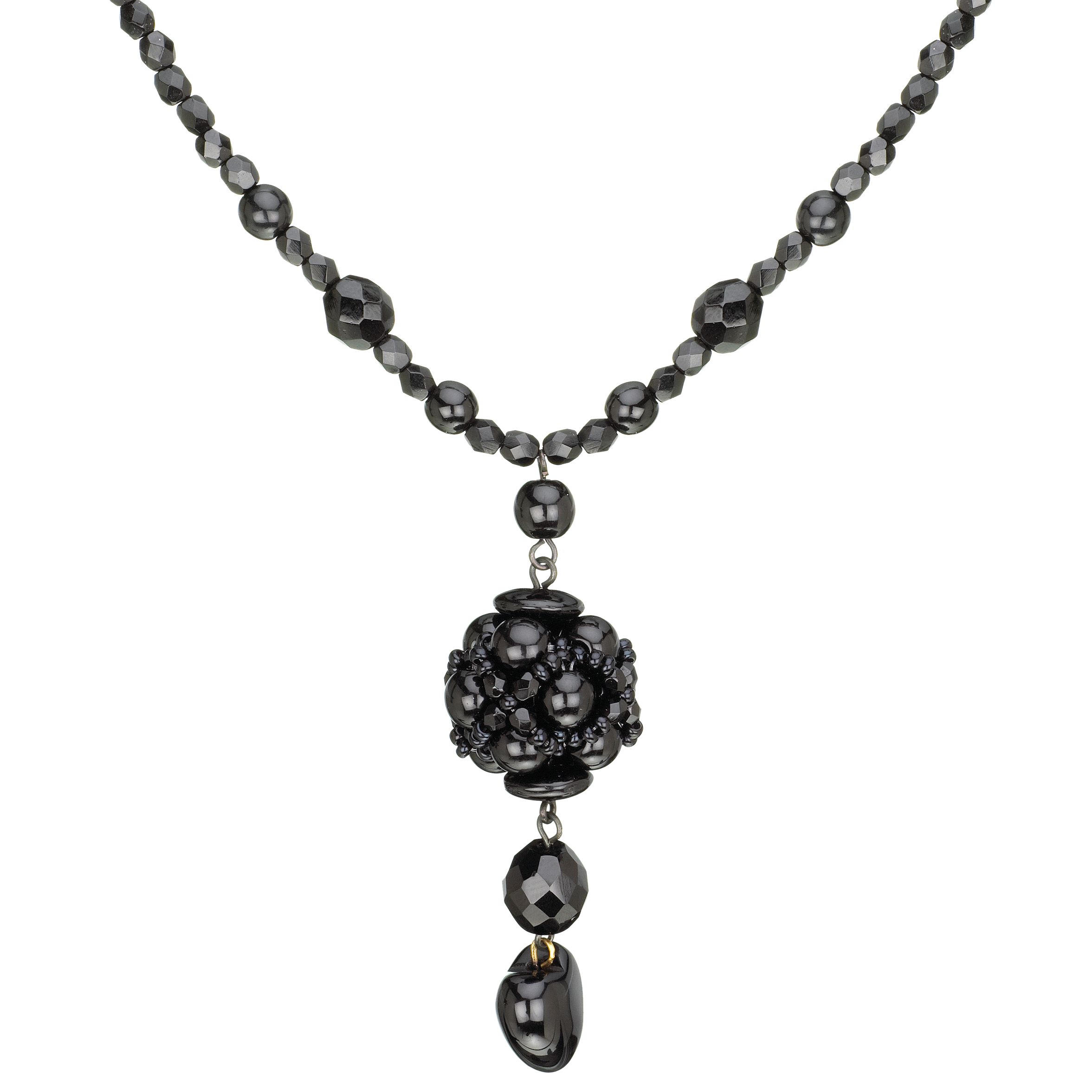 MJ1305 Bohemian Glass and Onyx Drop Necklace