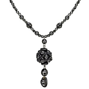 MJ1305 Bohemian Glass and Onyx Drop Necklace