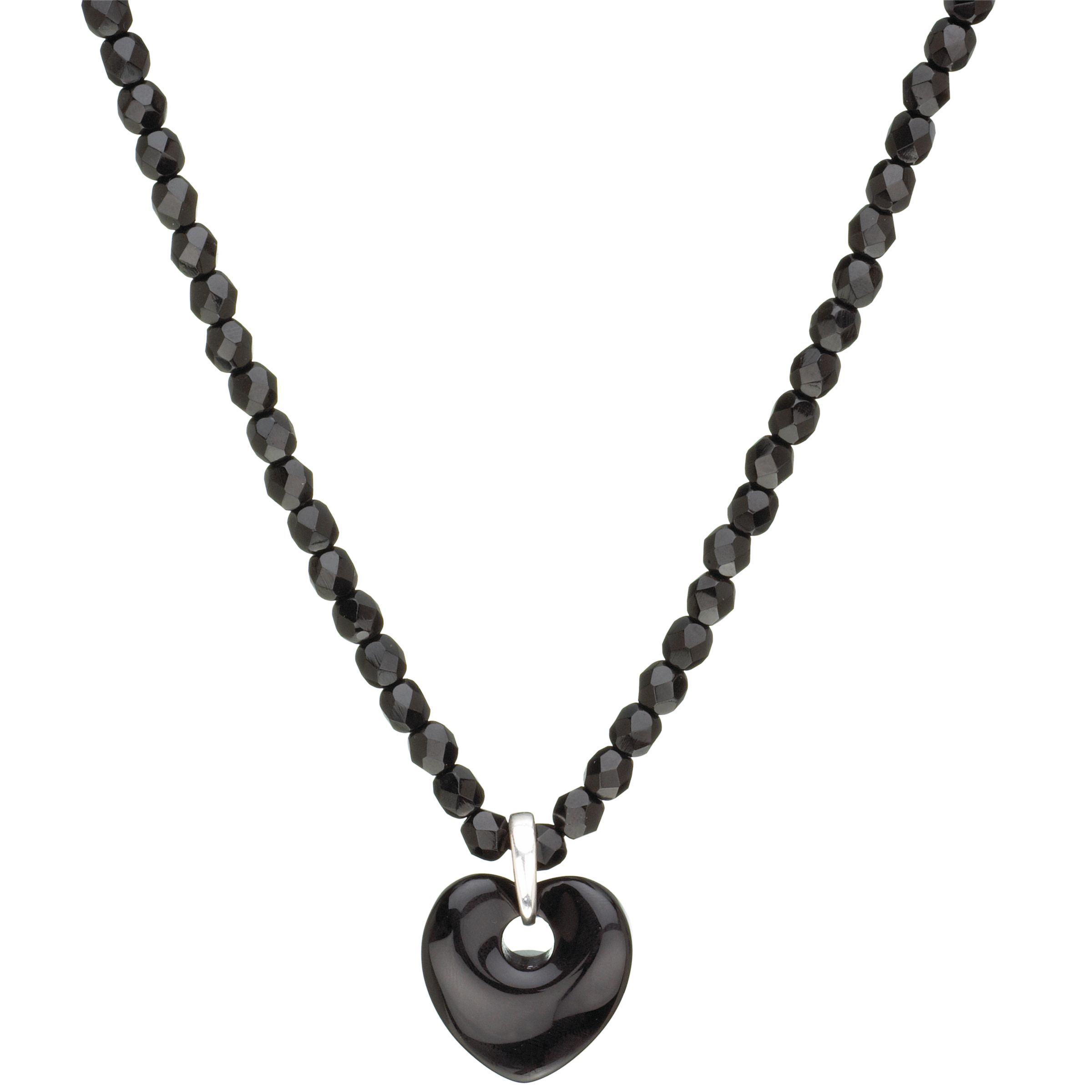 MJ1306 Bohemian Glass Necklace with Onyx Heart Pendant