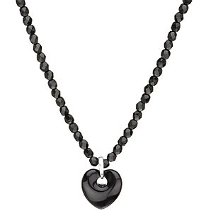 MJ1306 Bohemian Glass Necklace with Onyx Heart Pendant