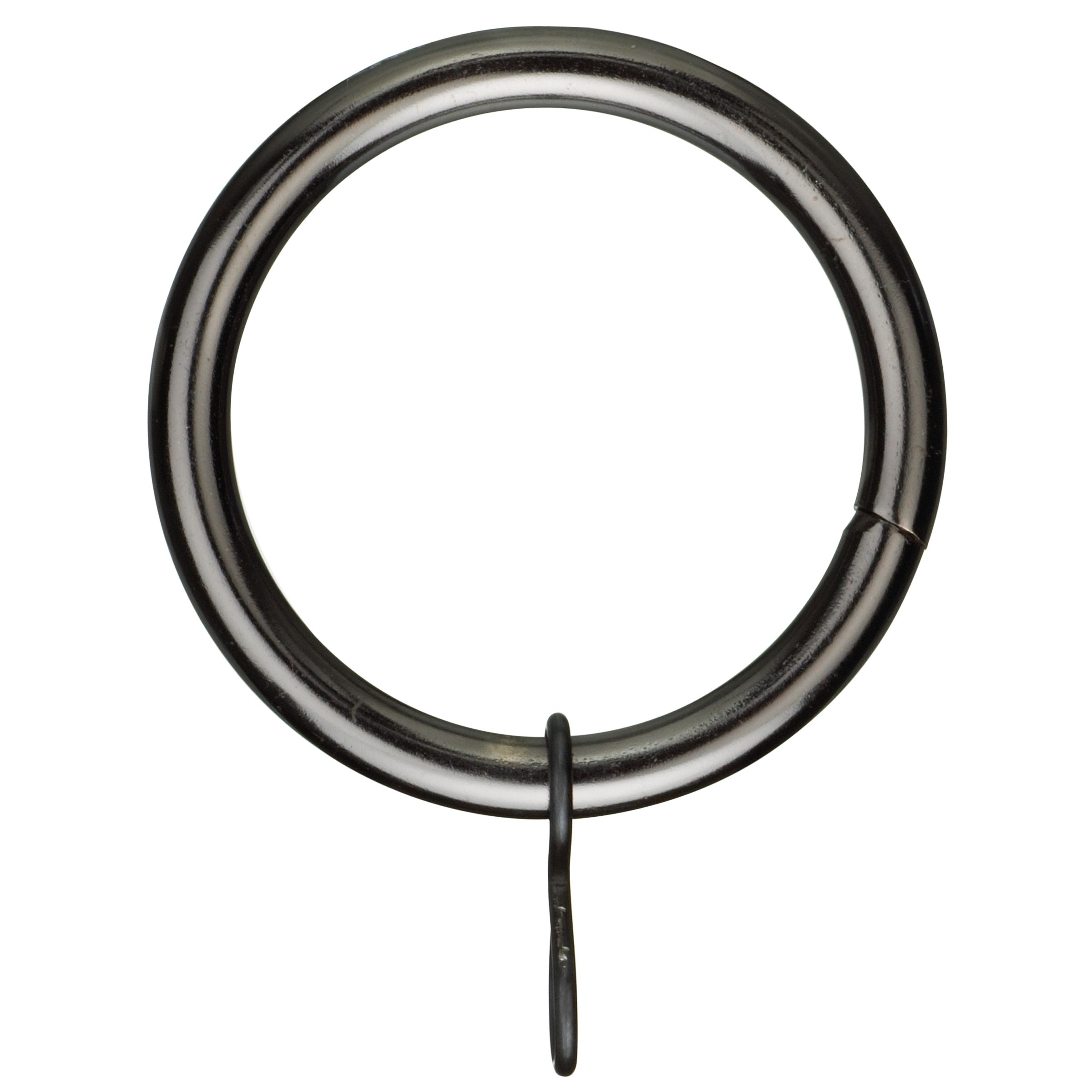 John Lewis Detroit Curtain Rings, Black, Pack of 6
