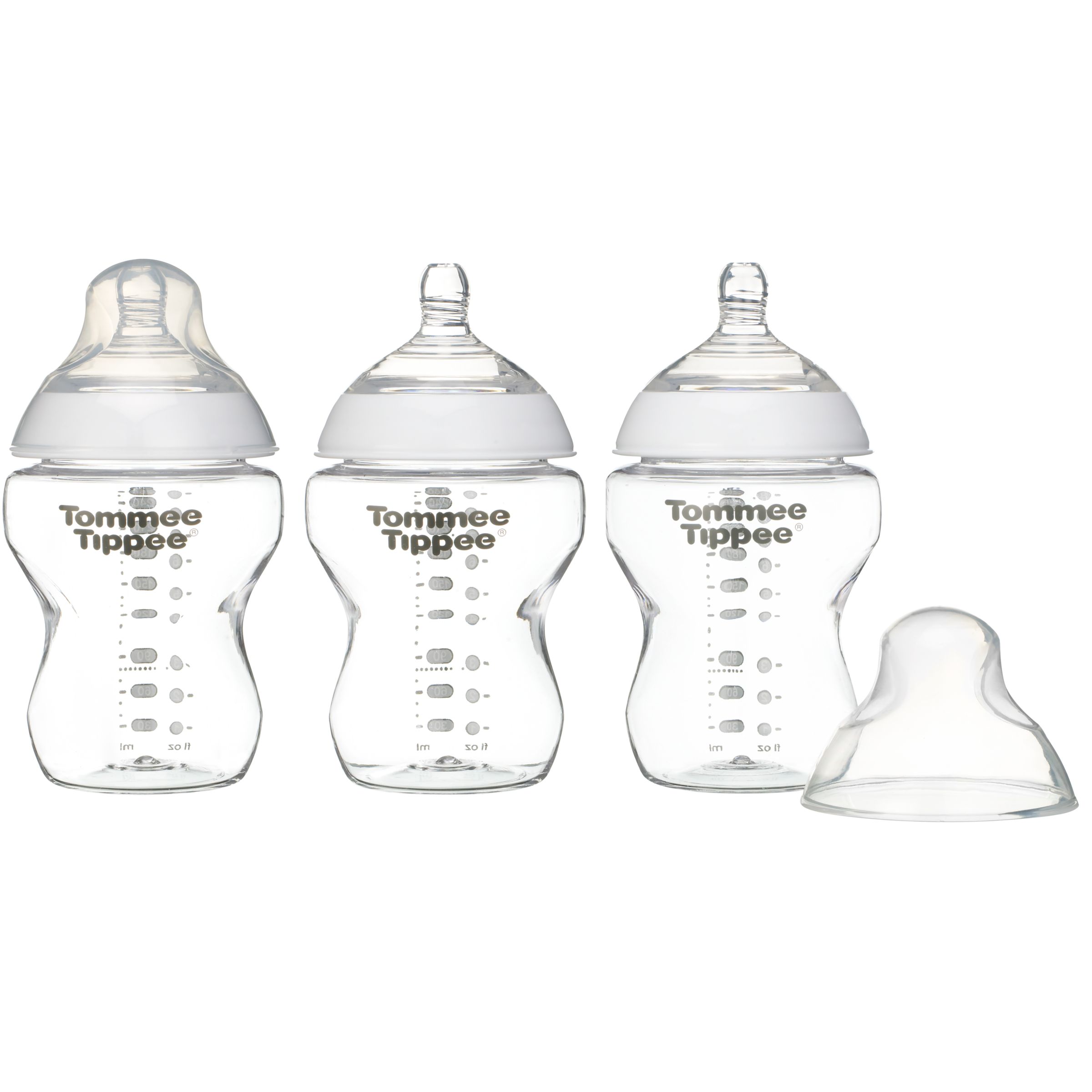 Tommee Tippee Close To Nature Easi-vent Feeding Bottles, 260ml, Pack Of 3