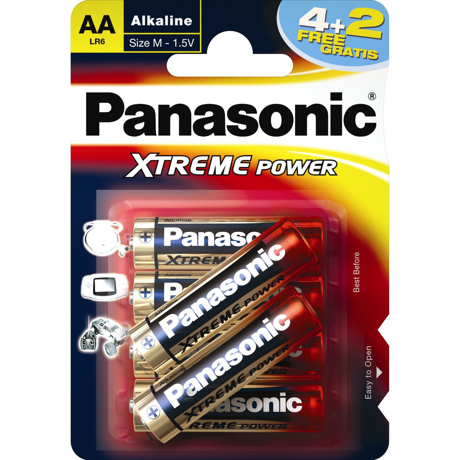 Panasonic Xtreme Batteries, AA, Pack of 4 + 2 Free