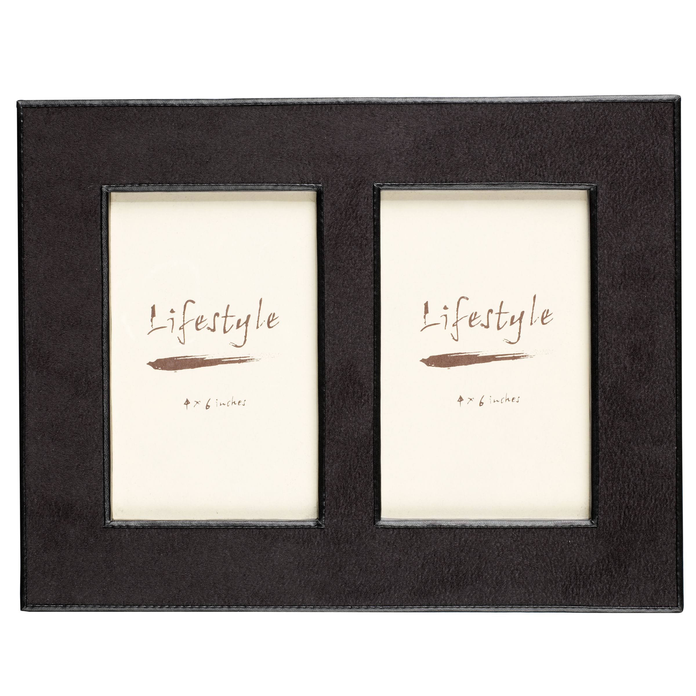 Leather Double Photo Frame Black