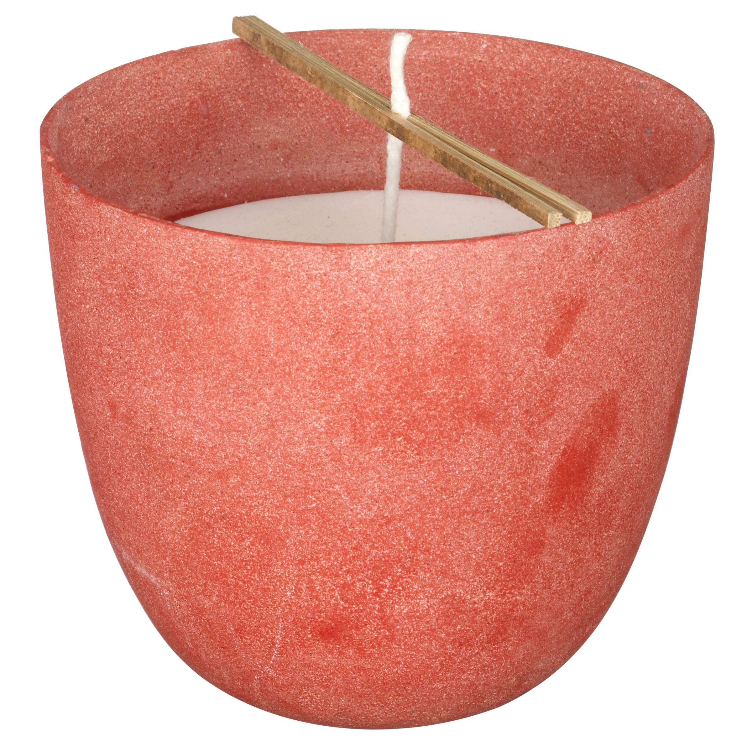 Red Ceramic Bowl with Ivory Wax, Small
