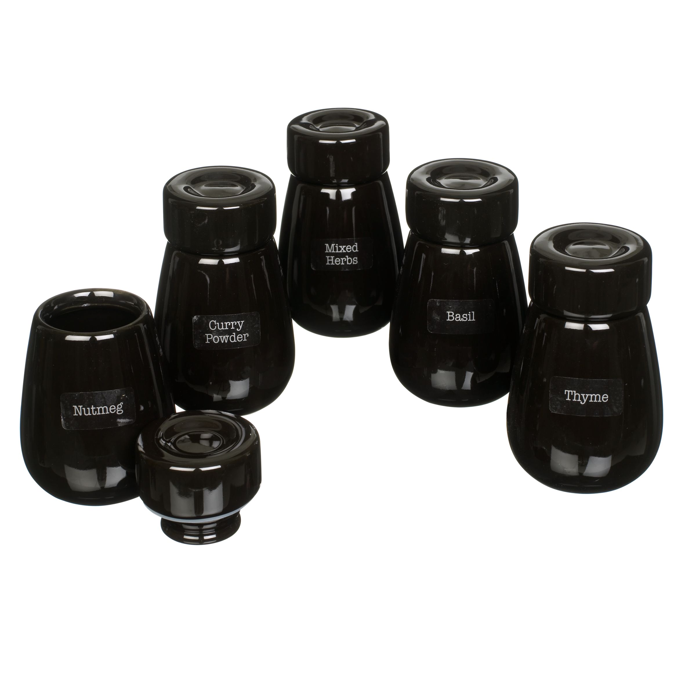 Typhoon Herb Jars Black Set of 5