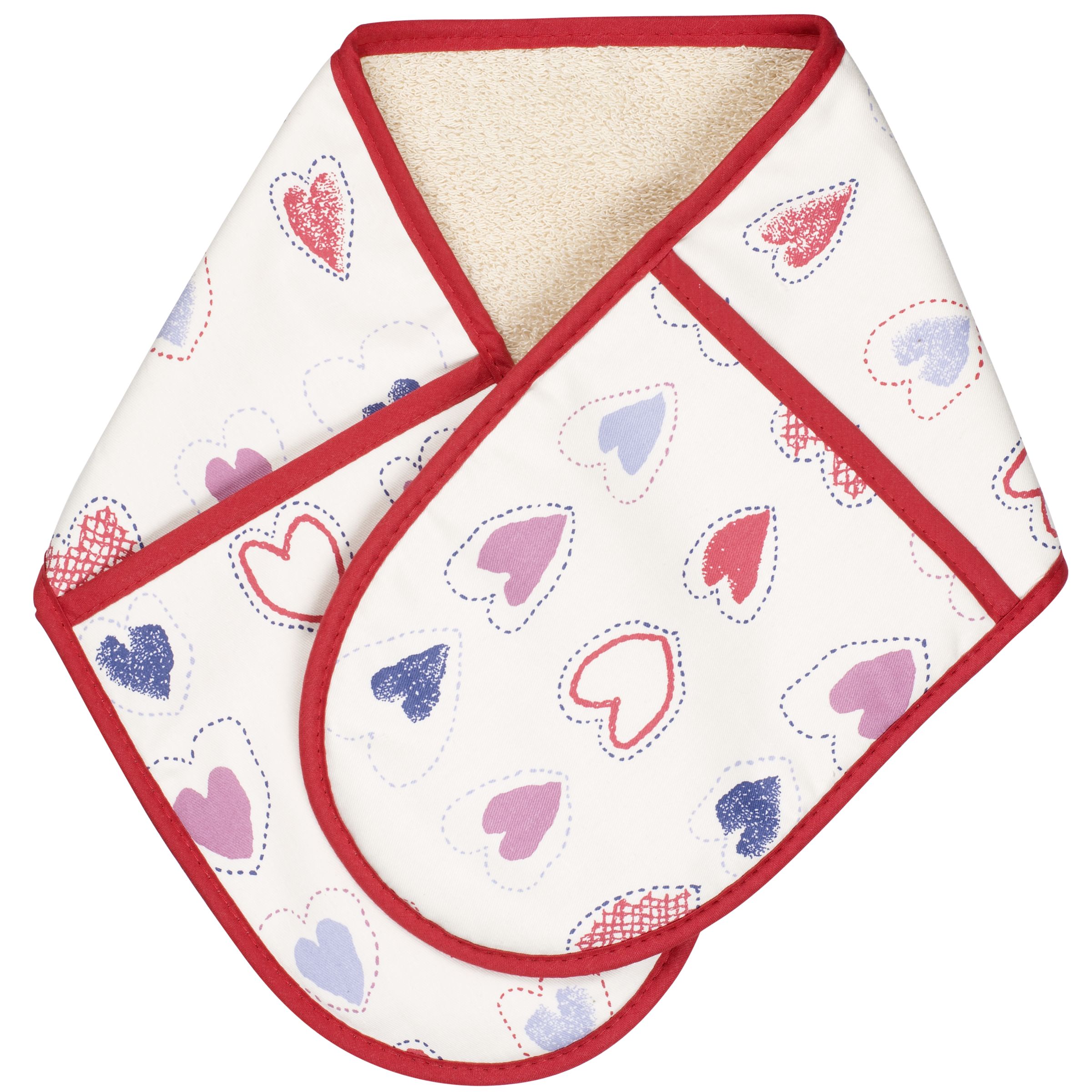 John Lewis Stitched Hearts Double Oven Glove