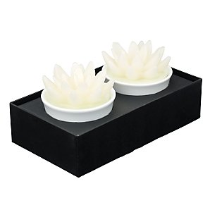 Lotus Flower Candles, Set of 2, White/Wasabi Lotus Flower Candles, Set of 2, White/Wasabi