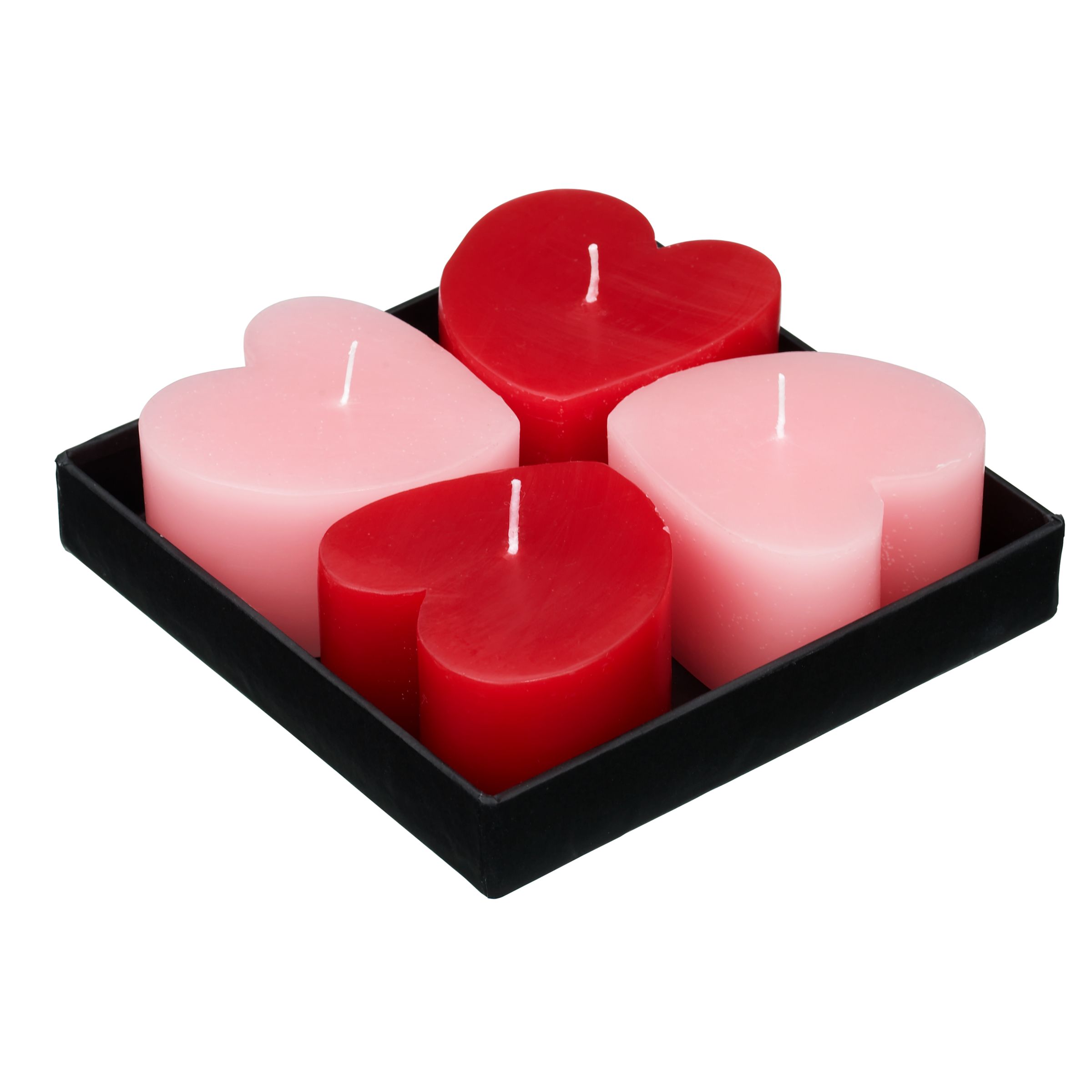 Red and Pink Heart Candles, Set of 4