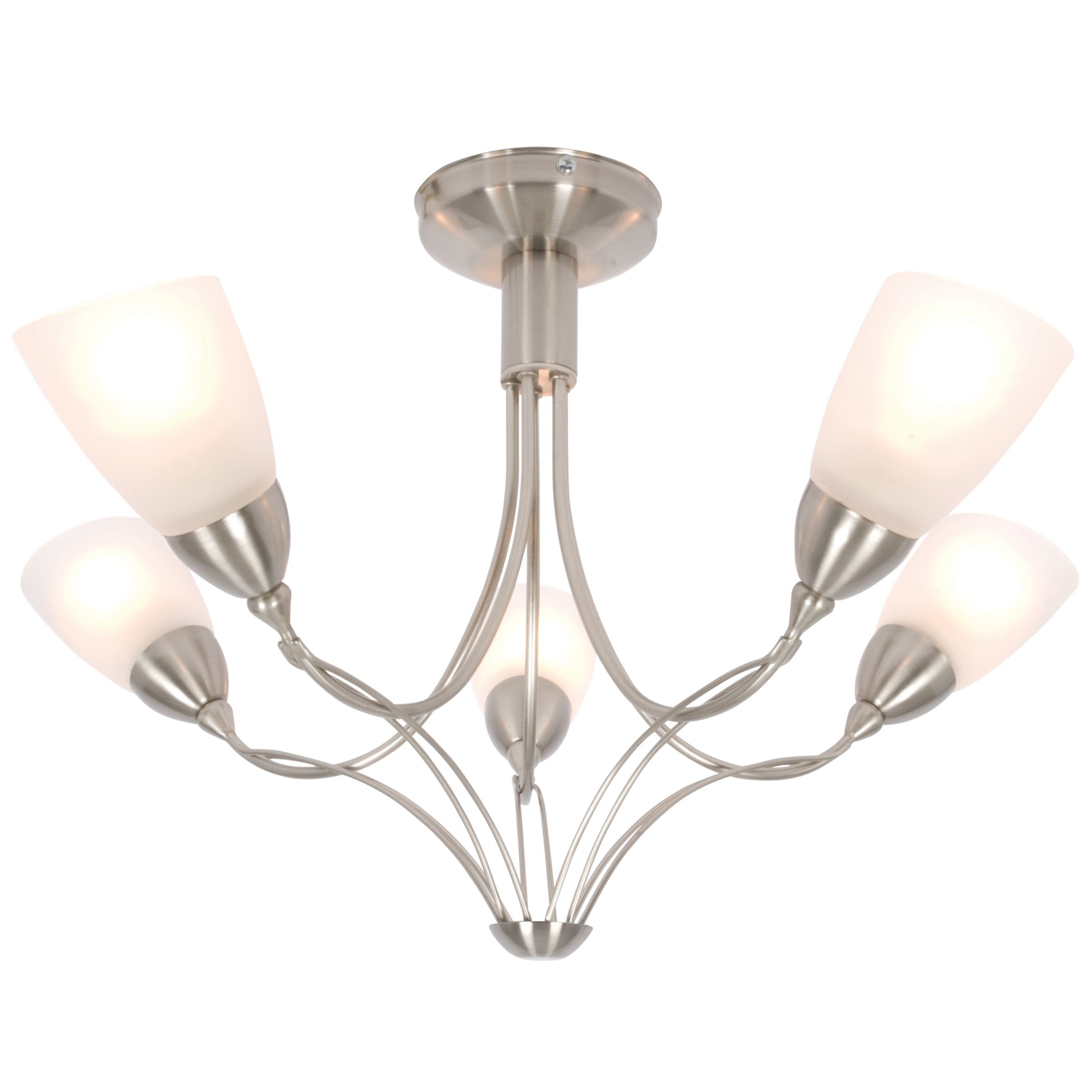 John Lewis Maria Ceiling Light, 5 Arm, Chrome