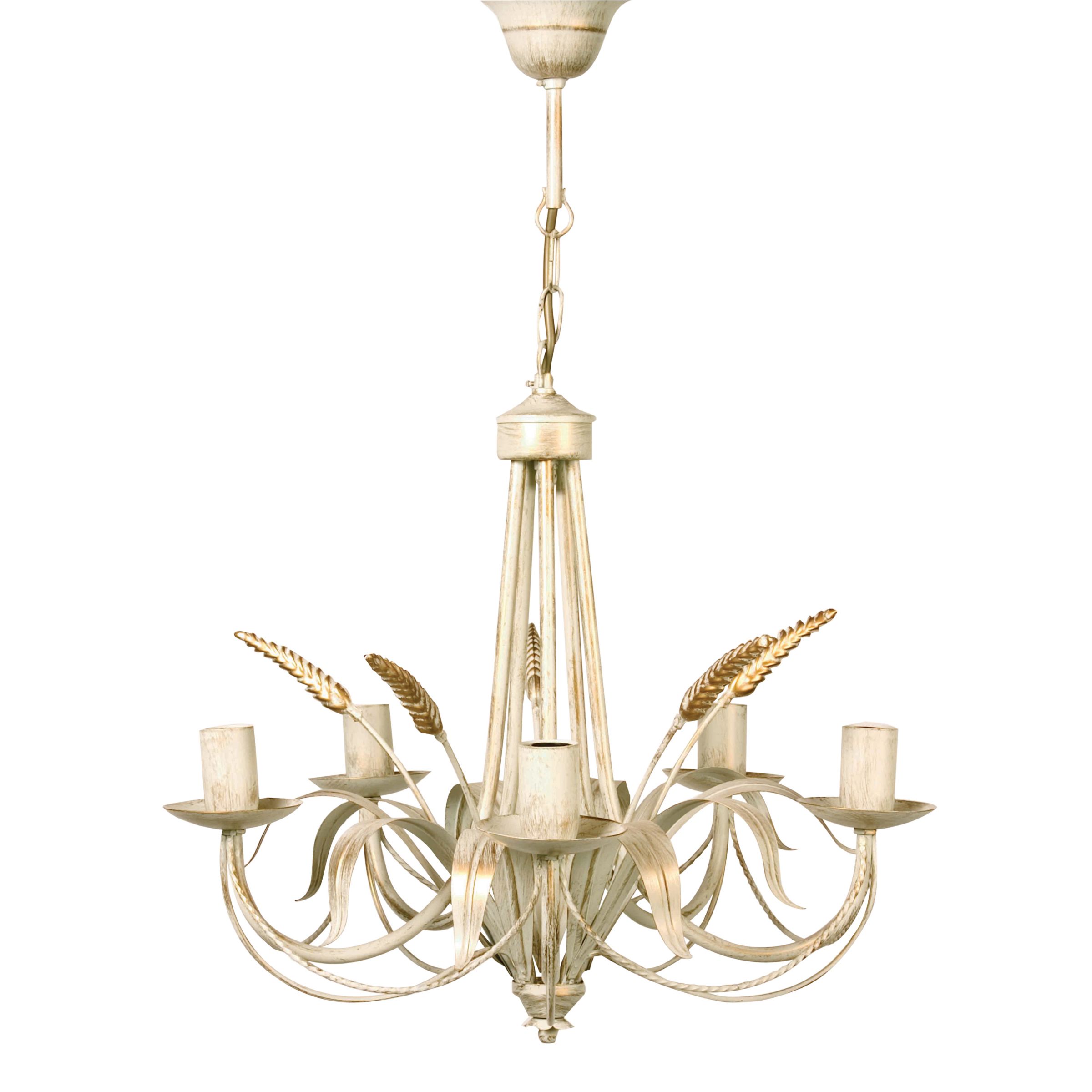 Flora Ceiling Light, 5 Arm, Cream / Gold