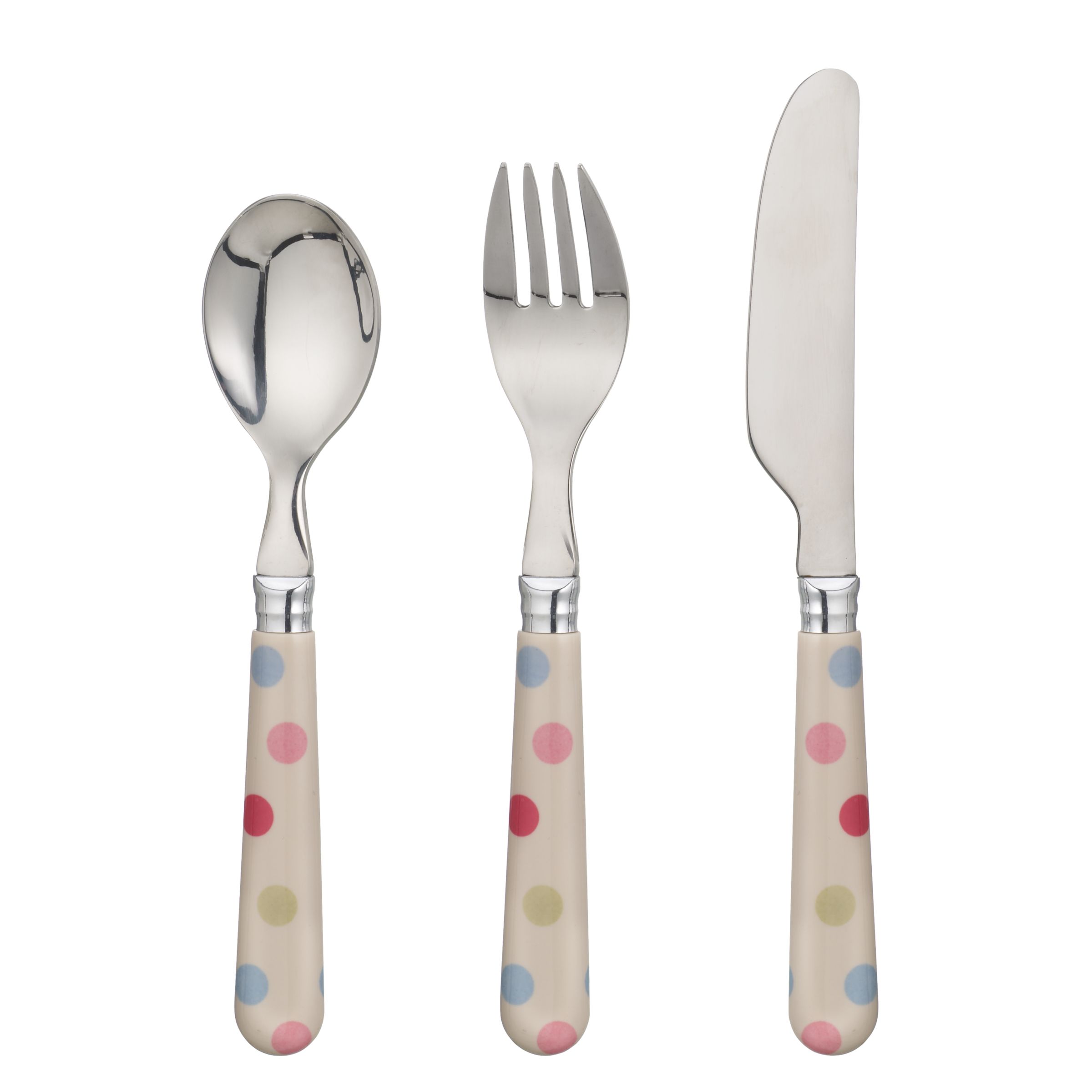 Childrens 3pc Cutlery Set Pastel Spot