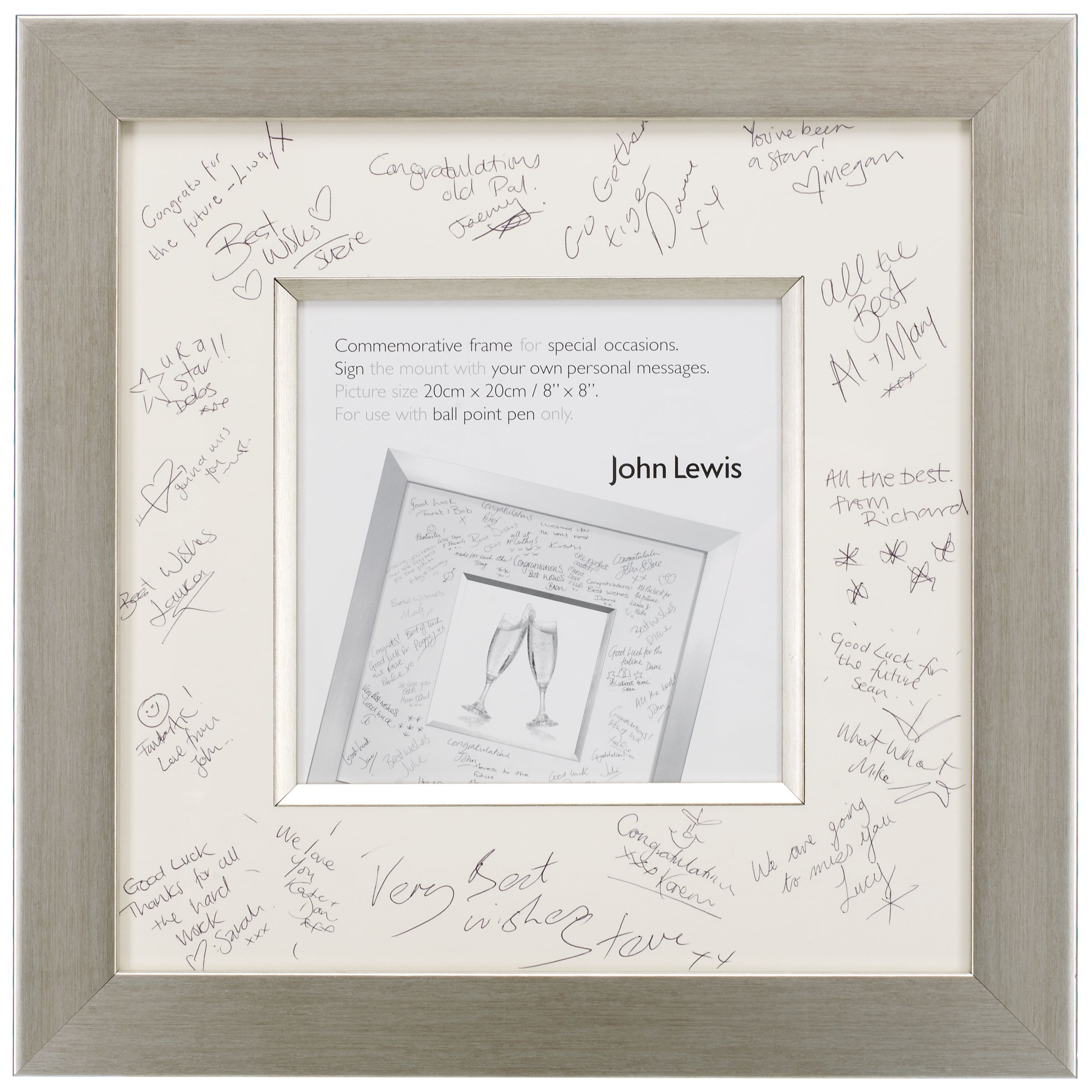 John Lewis Celebration Signature Frame, Silver, 8x8"