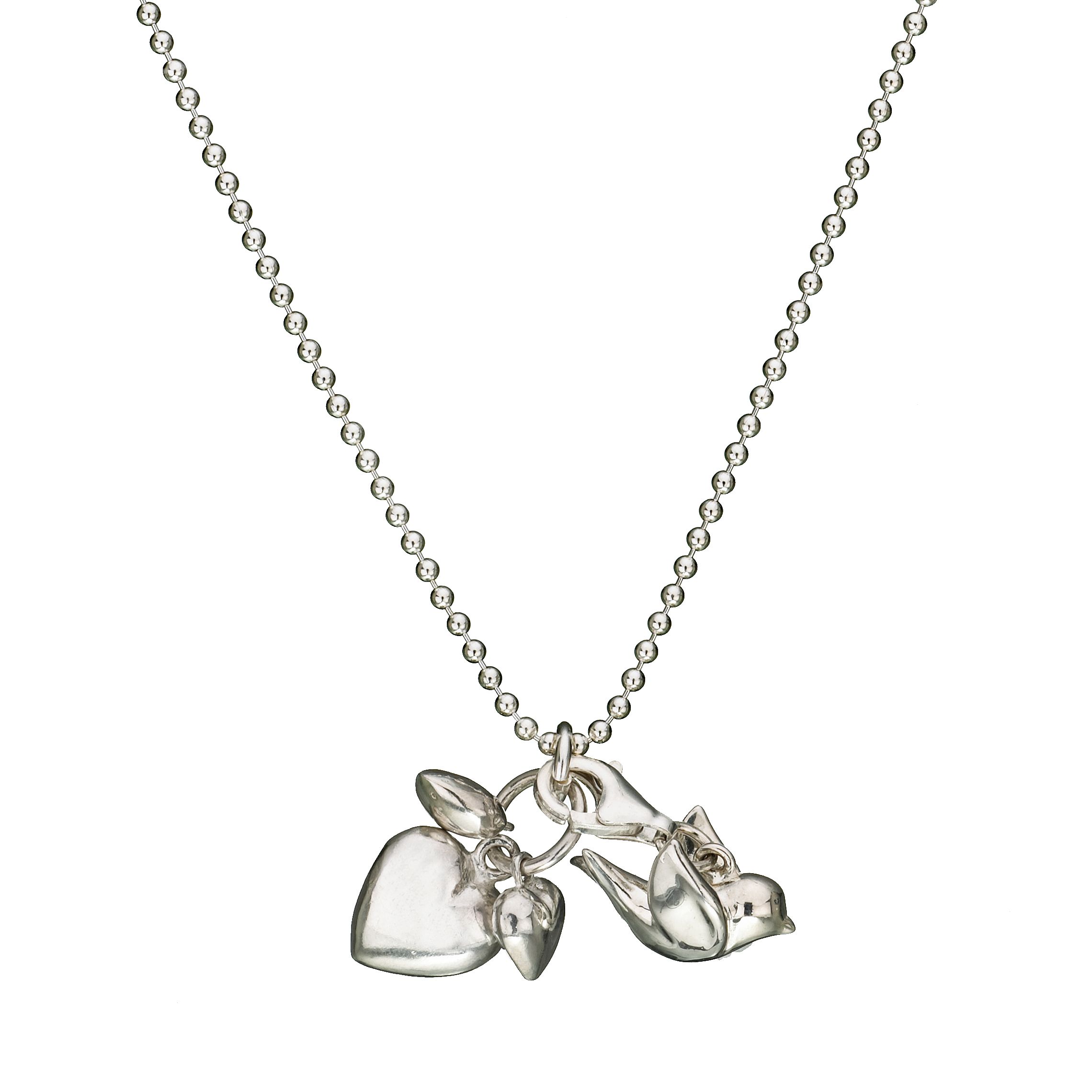 Martick Jewellery Silver Heart & Dove Necklace, MJ1385