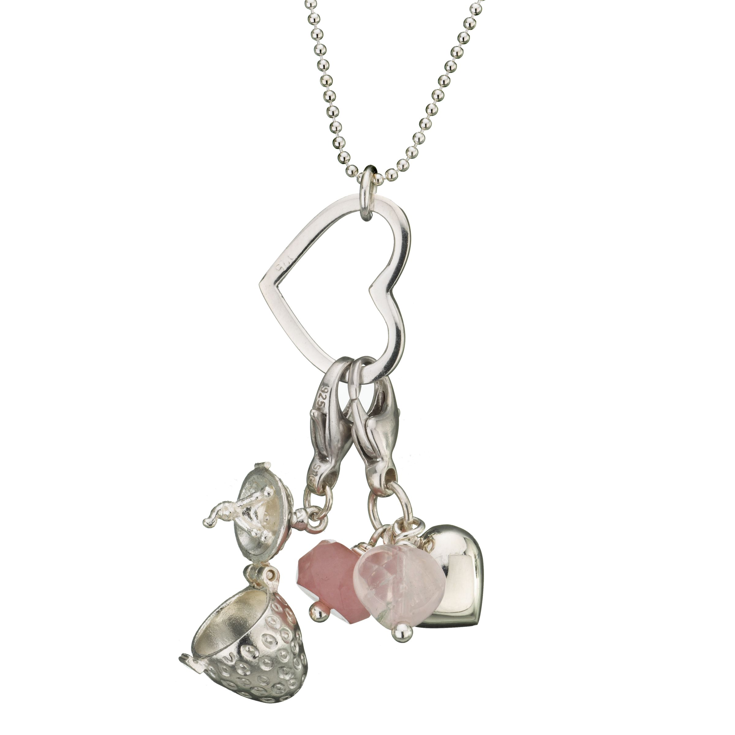 Martick Jewellery Strawberry Surprise & Heart Charm Necklace, Pink, MJ1386