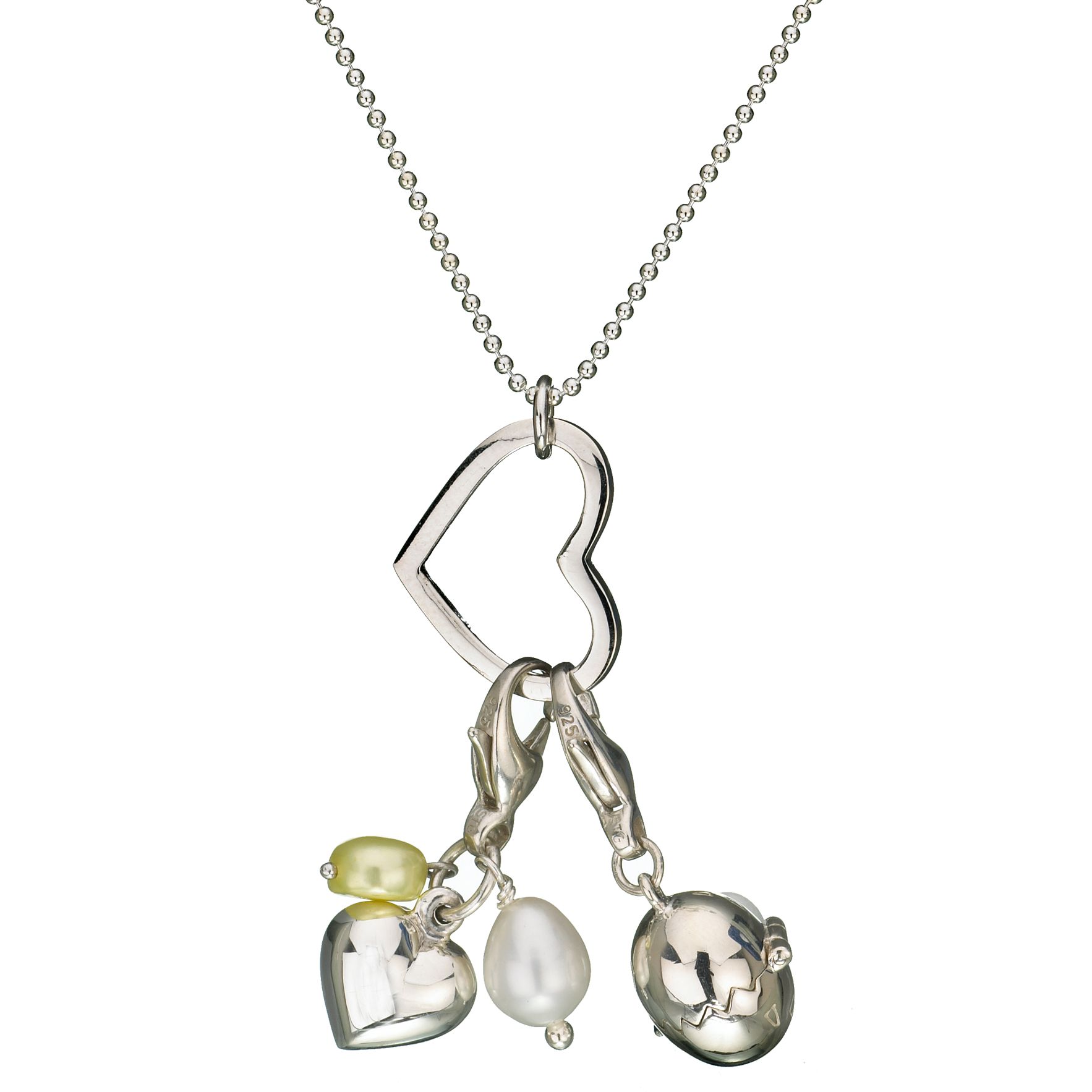 Martick Jewellery Easter Egg, Pearl & Heart Charm Necklace, Yellow, MJ1387
