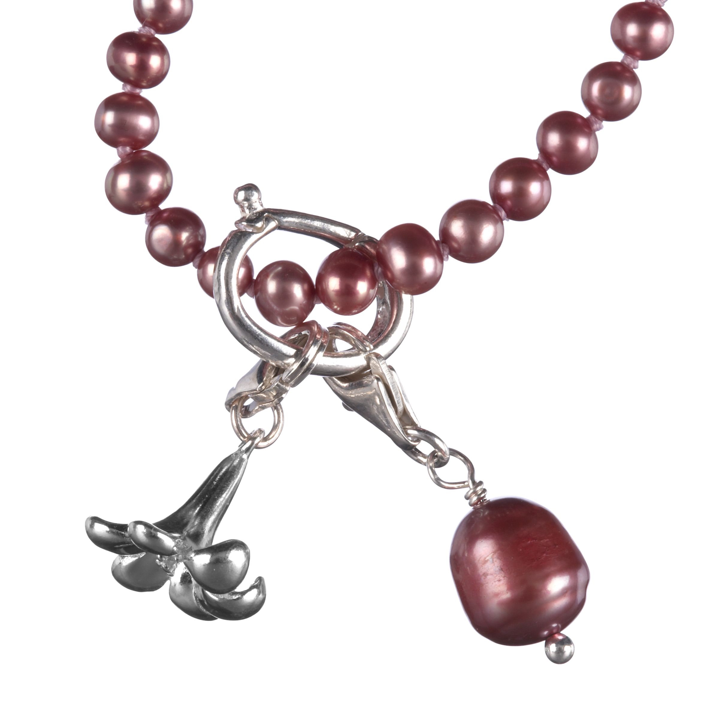 Martick Jewellery Antique Pearl Flower Charm Necklace, Rose & Silver