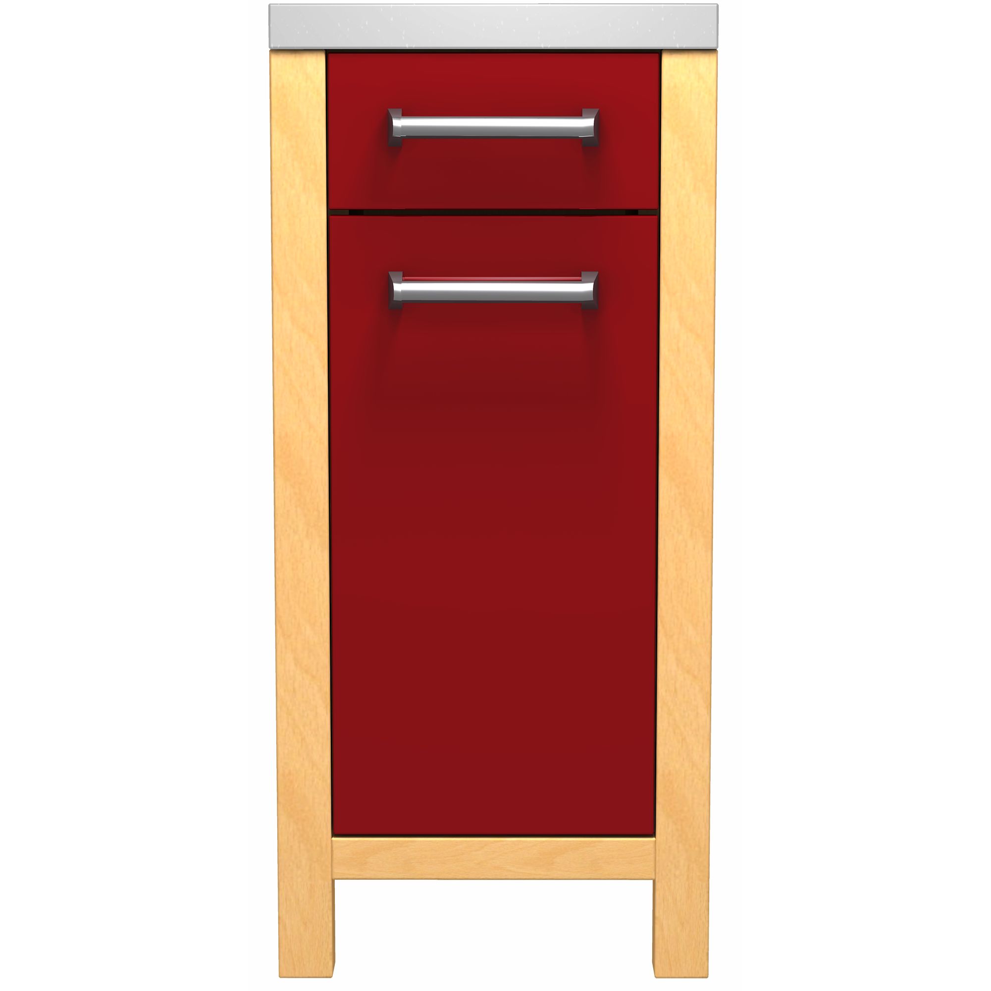John Lewis FSBPWBD 400mm Drawline Pull-Out Bin Base Freestanding Kitchen Unit, Burgundy