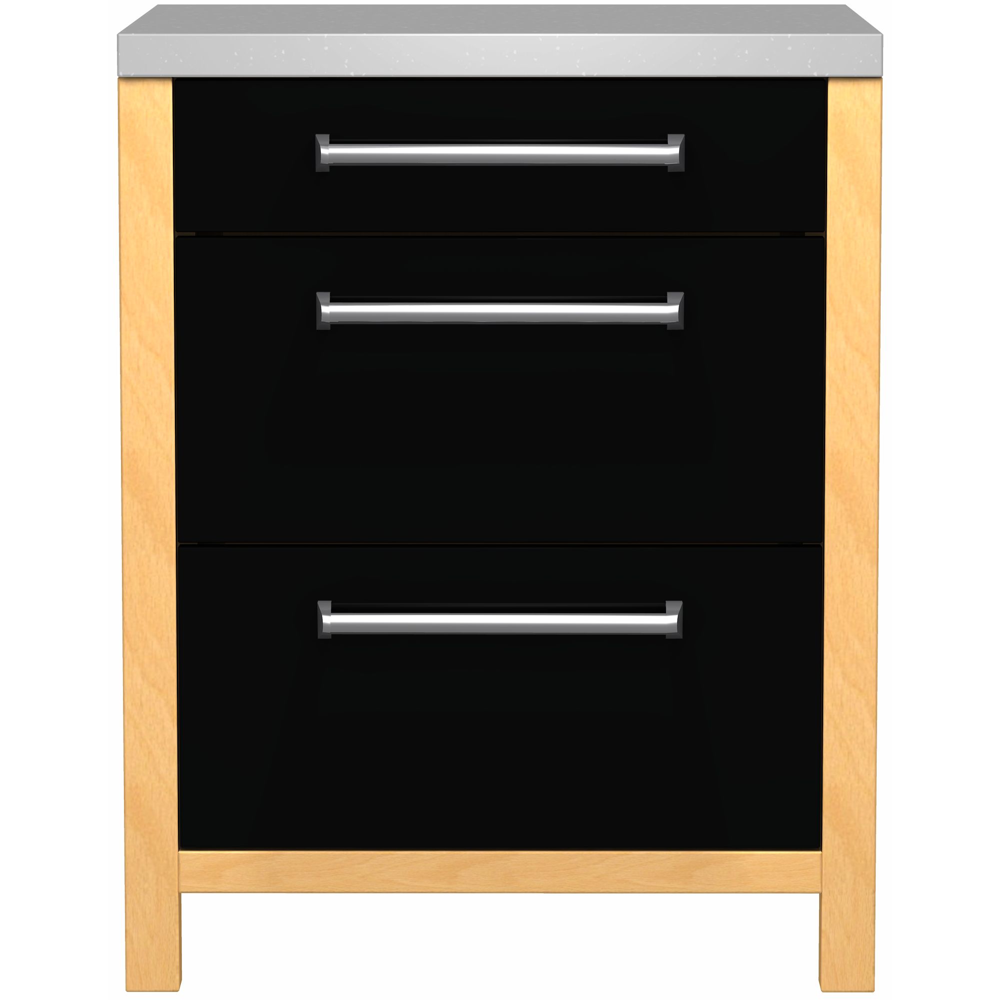John Lewis FSDFS110 1100mm 3-Drawer Base Freestanding Kitchen Unit, Black