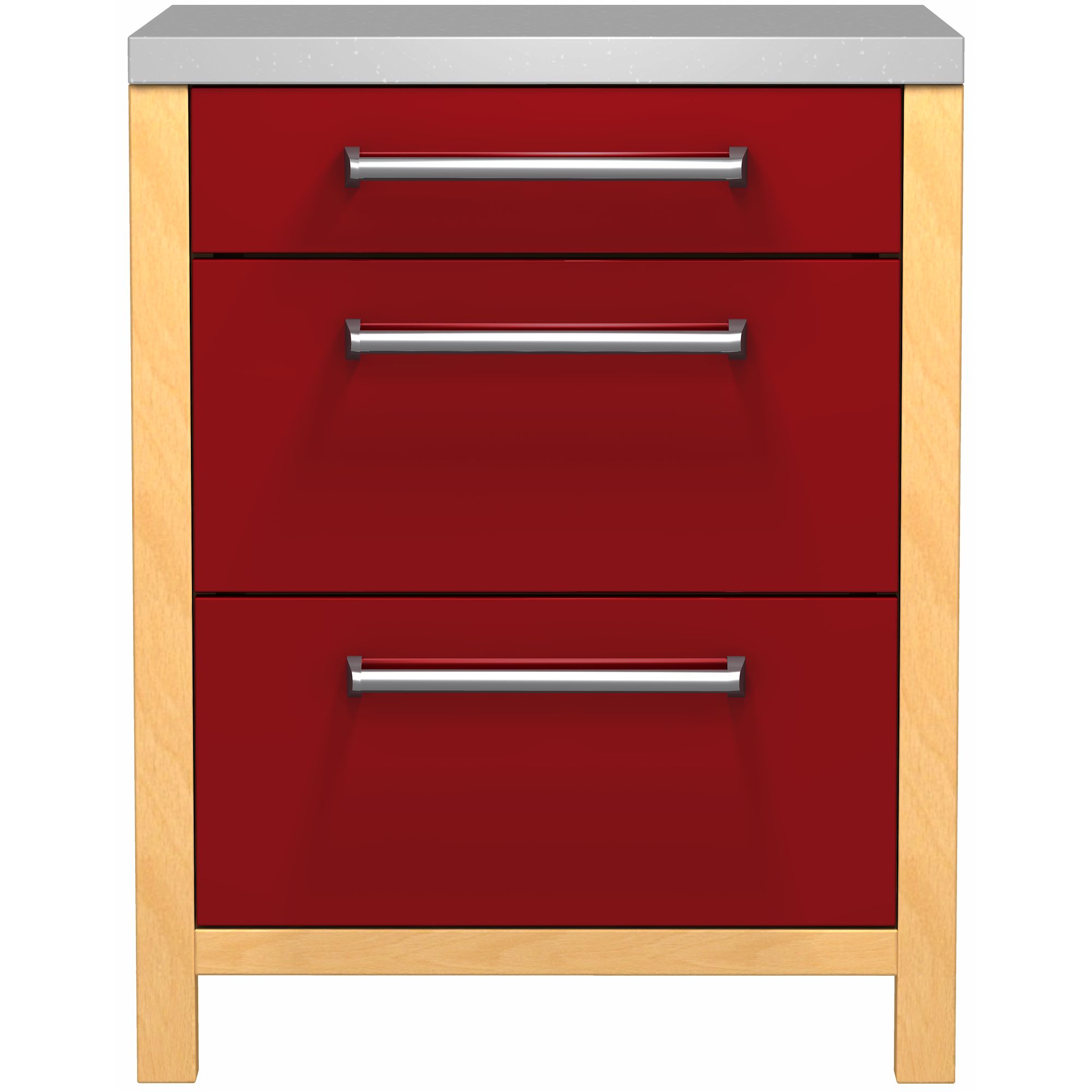 John Lewis FSDFS110 1100mm 3-Drawer Base Freestanding Kitchen Unit, Burgundy