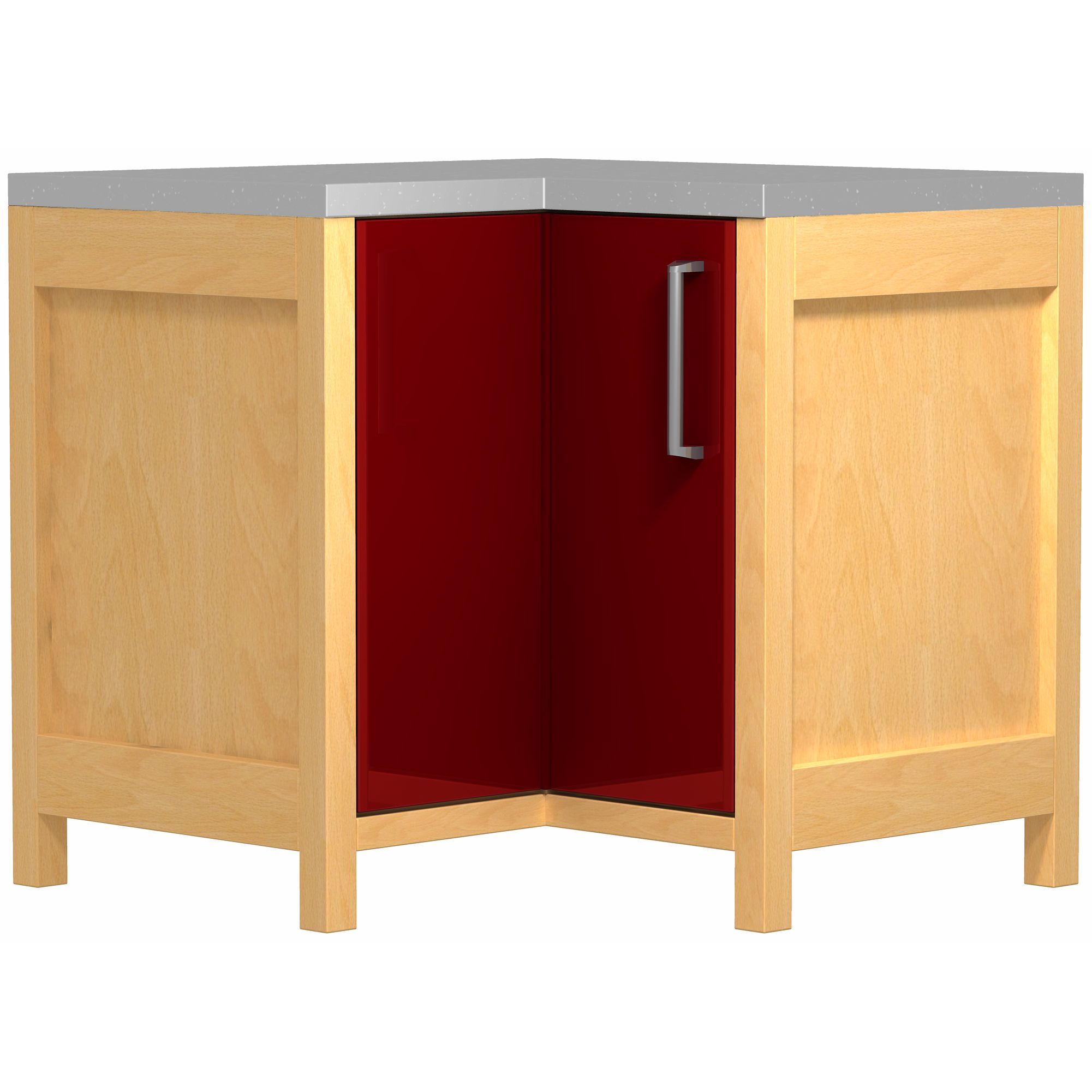 John Lewis FSBCCH95L 700mm L-Shape Corner Base Freestanding Kitchen Unit, Left-Hand Hinge, Burgundy