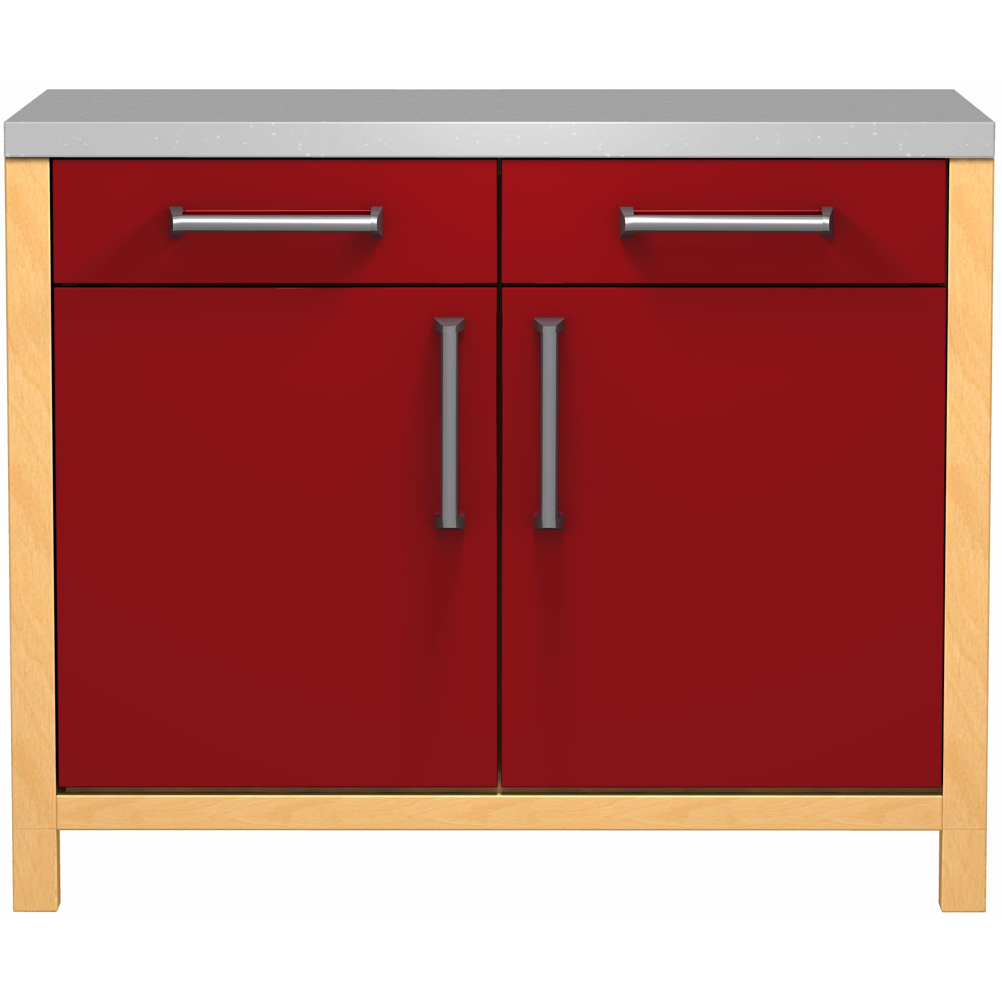 John Lewis FSBD110 1100mm 2-Drawer Drawline Double Base Freestanding Kitchen Unit, Burgundy