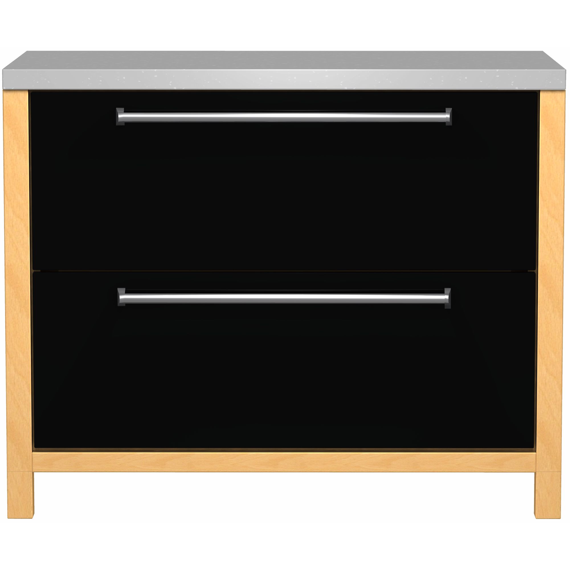 John Lewis FSDG110 1100mm 2-Drawer Base Freestanding Kitchen Unit, Black