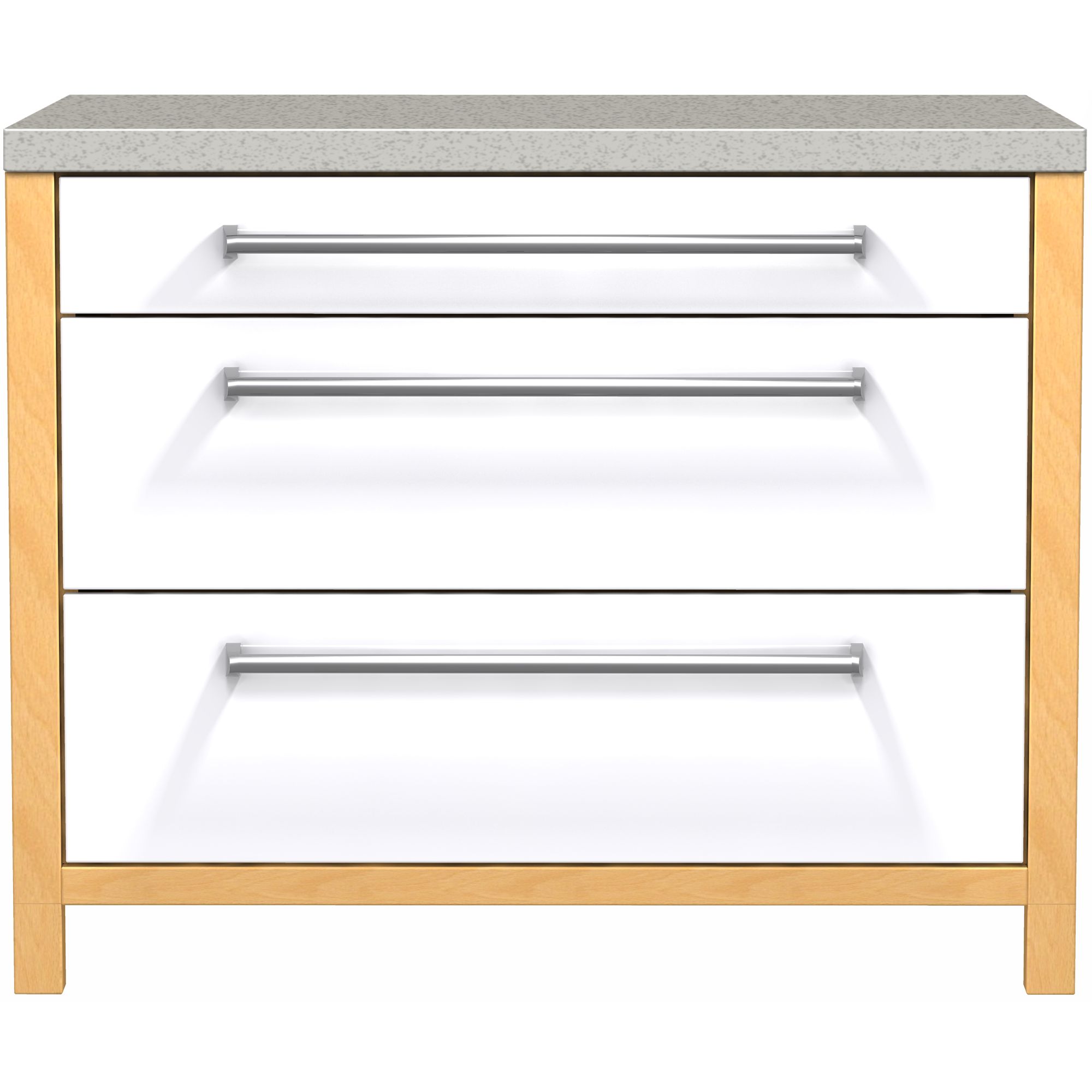 John Lewis FSDFS110 1100mm 3-Drawer Base Freestanding Kitchen Unit, White