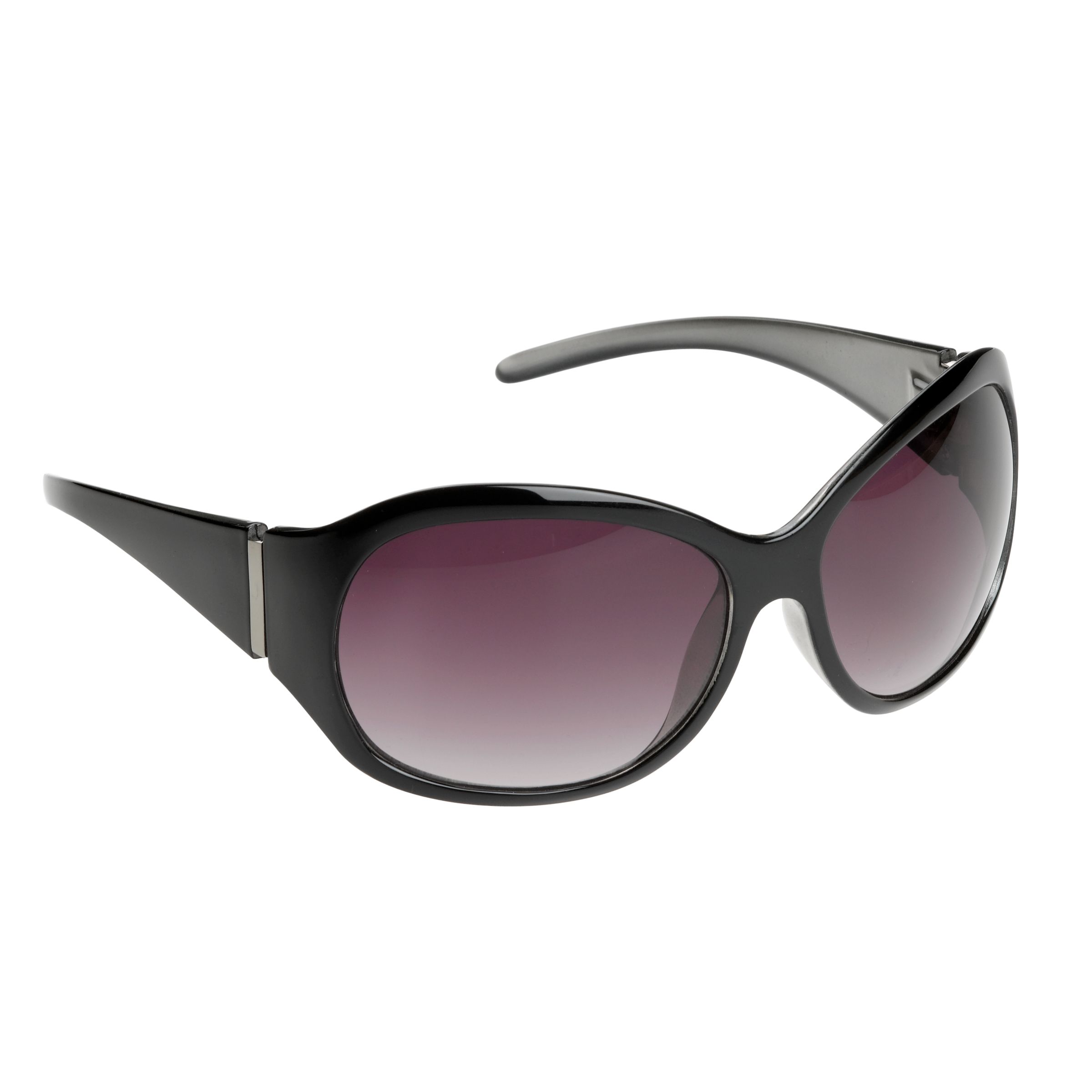 John Lewis Large Plastic Metallic Trim Sunglasses, Black