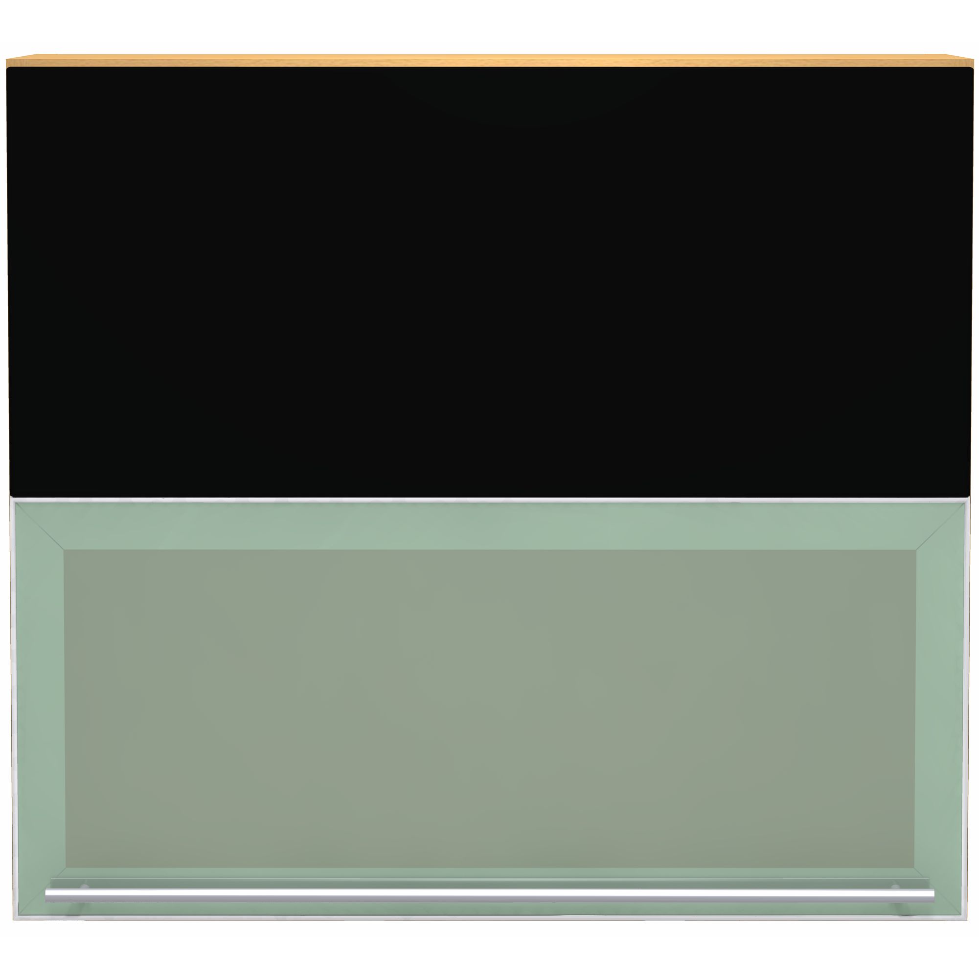John Lewis FSWVD80/72AL 800mm Bi-Fold Kitchen Glass Wall Unit, Black