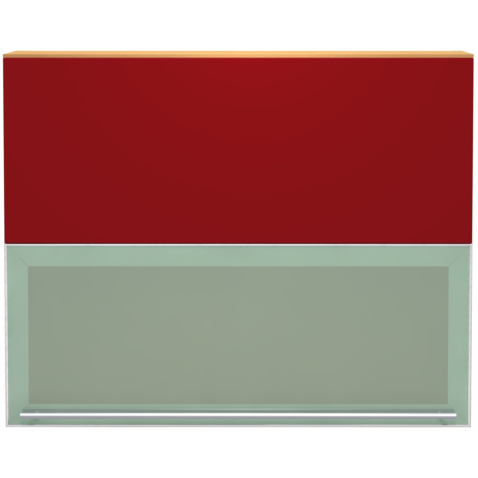 John Lewis FSWVD90/72AL 900mm Bi-Fold Kitchen Glass Wall Unit, Burgundy