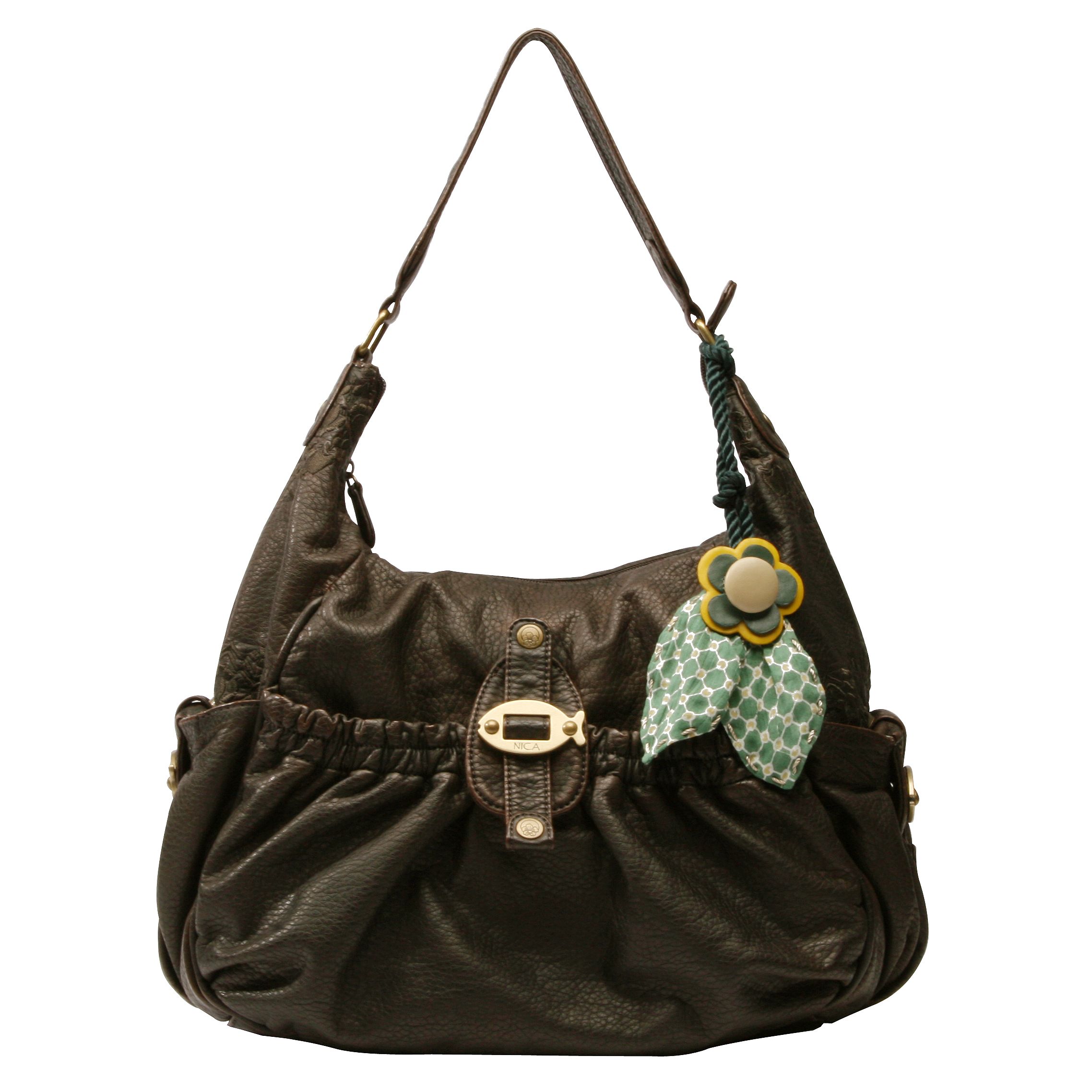 Nica Rowan Flower Charm Scoop Bag Chocolate
