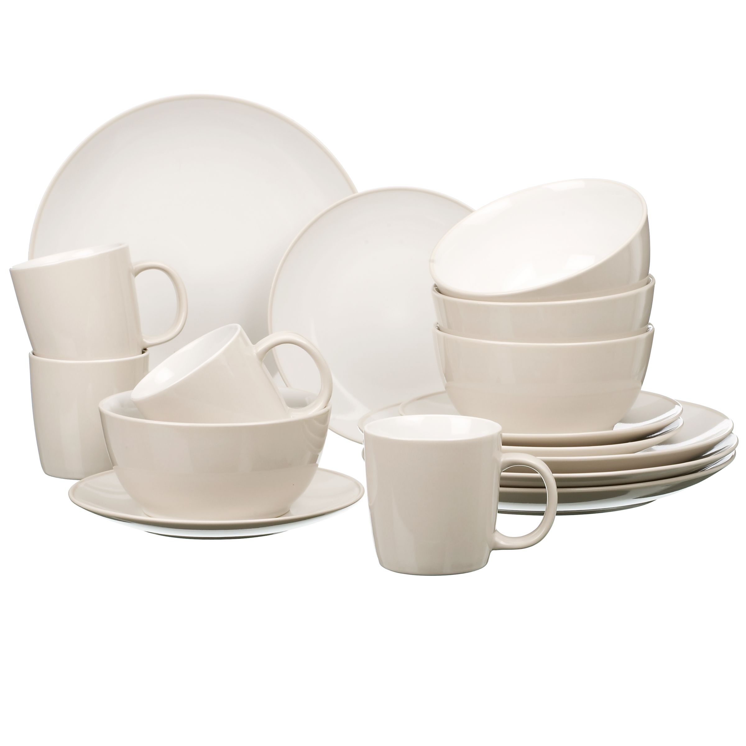 John Lewis 16 Piece Stoneware Box Set Putty