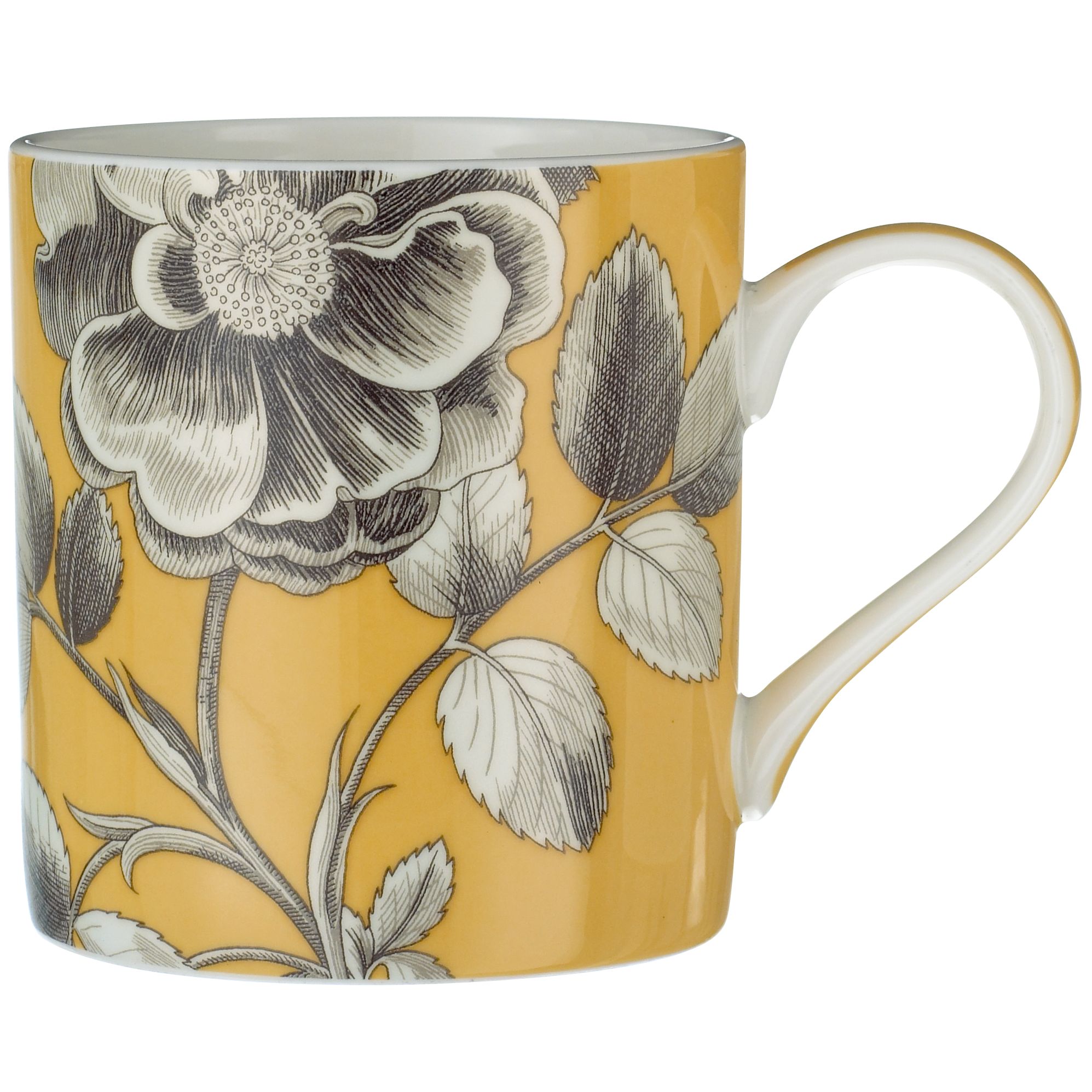 Sanderson Etchings and Roses Mug, Yellow