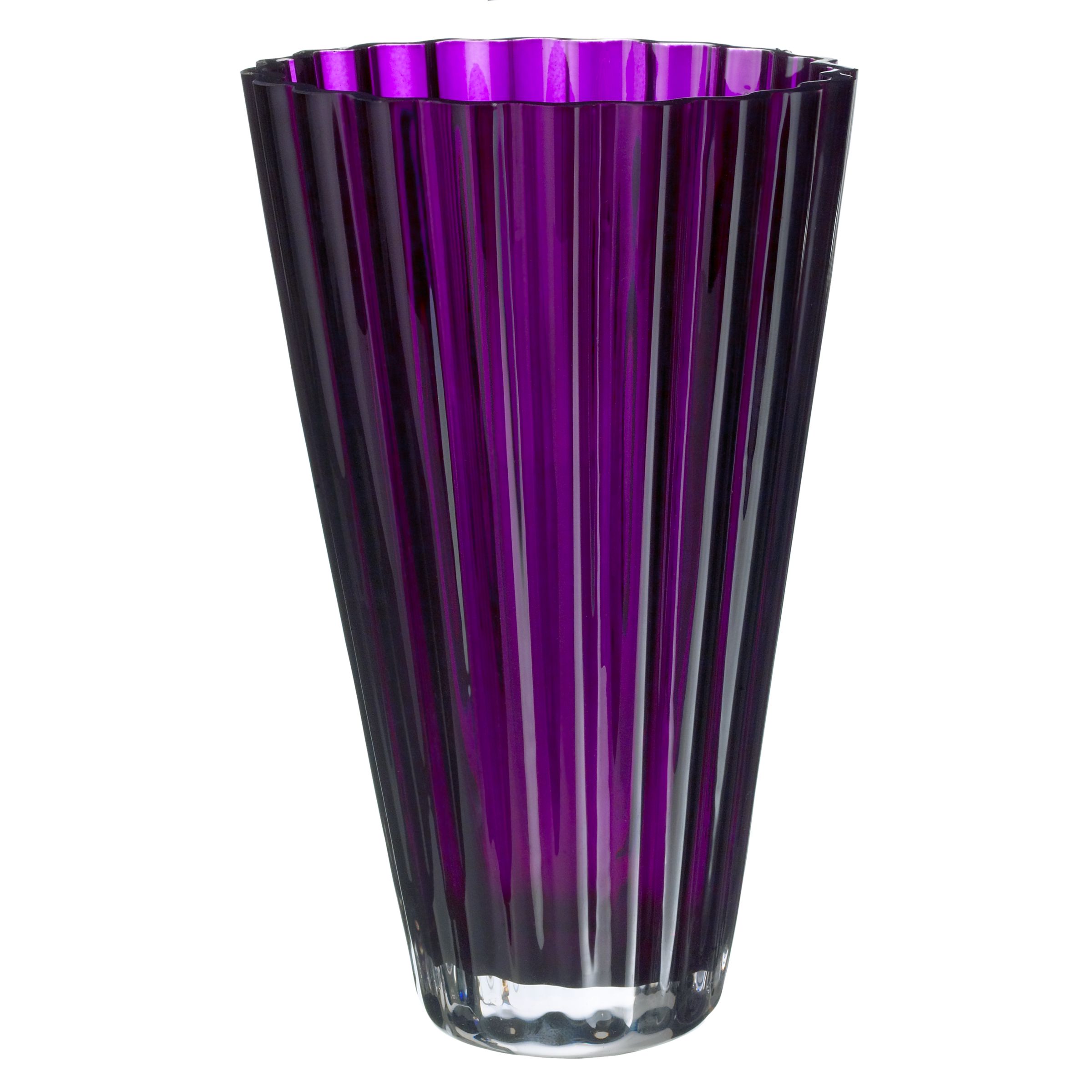 LSA Fluted Conical Vase Heather 24cm