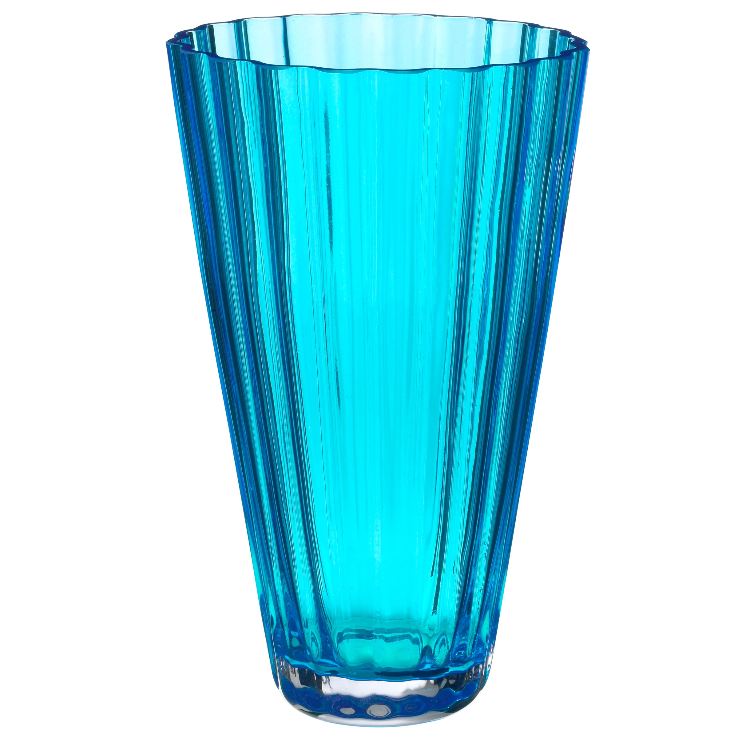 LSA Fluted Conical Vase Turquoise 24cm
