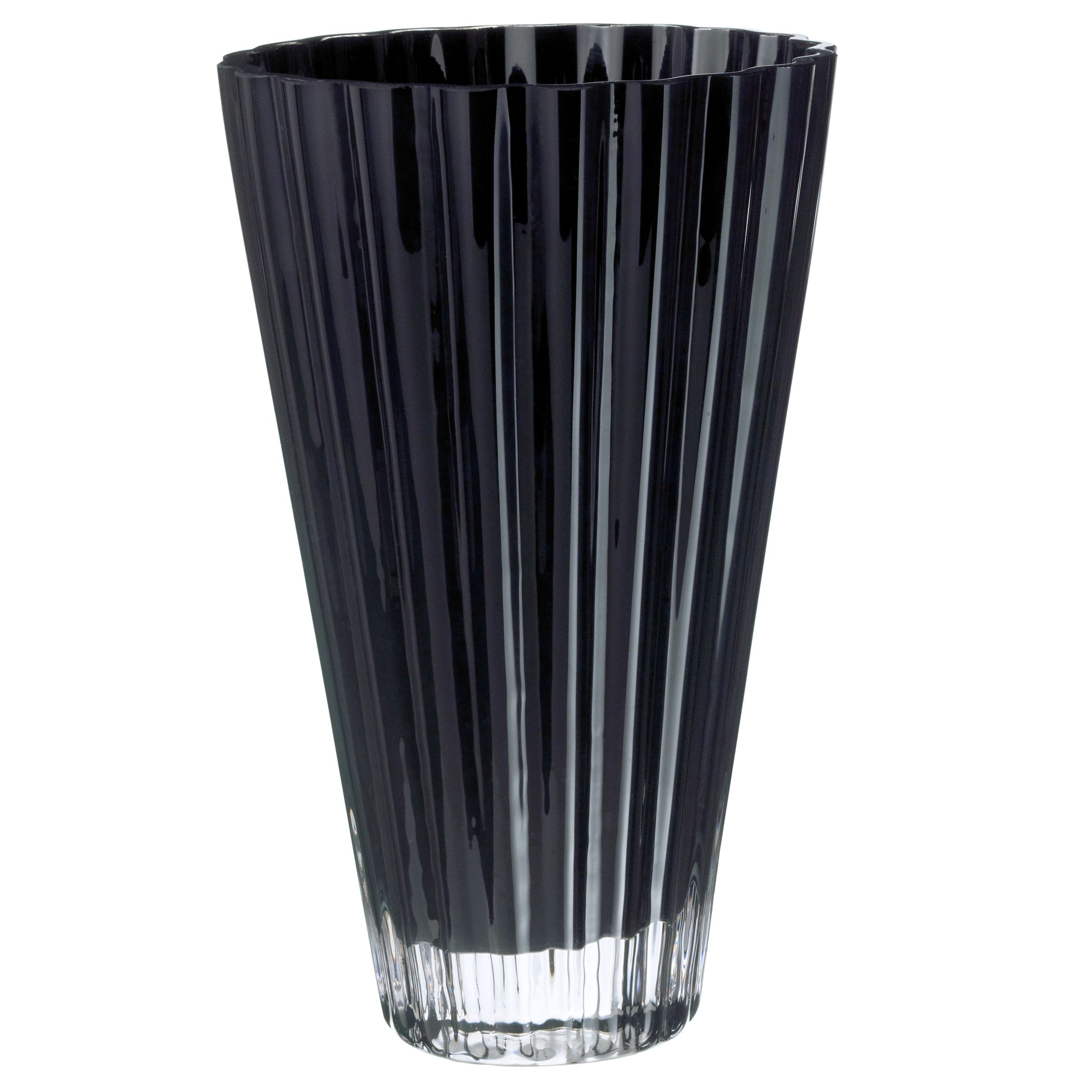 LSA Fluted Conical Vase Black 24cm
