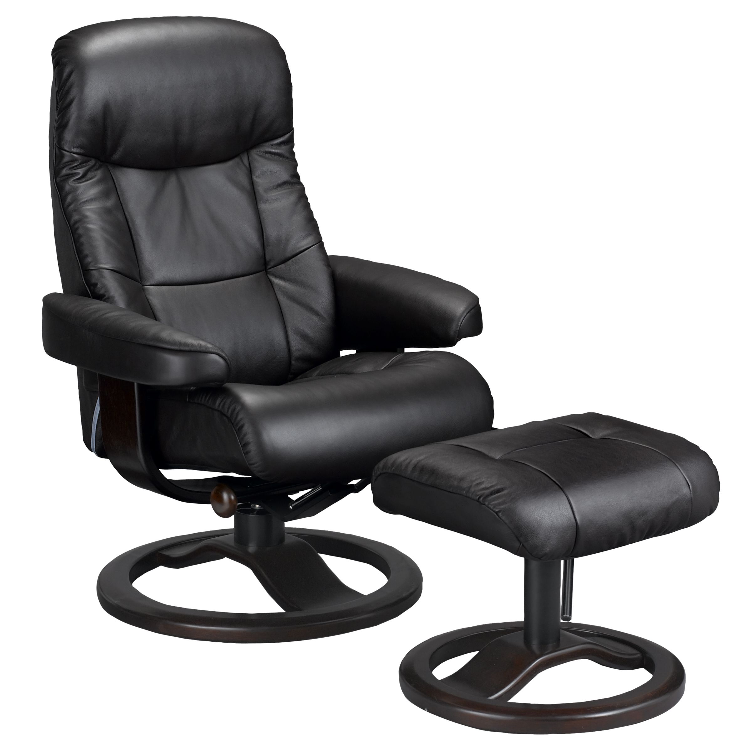 John Lewis Casper Leather Chair and Footstool Black
