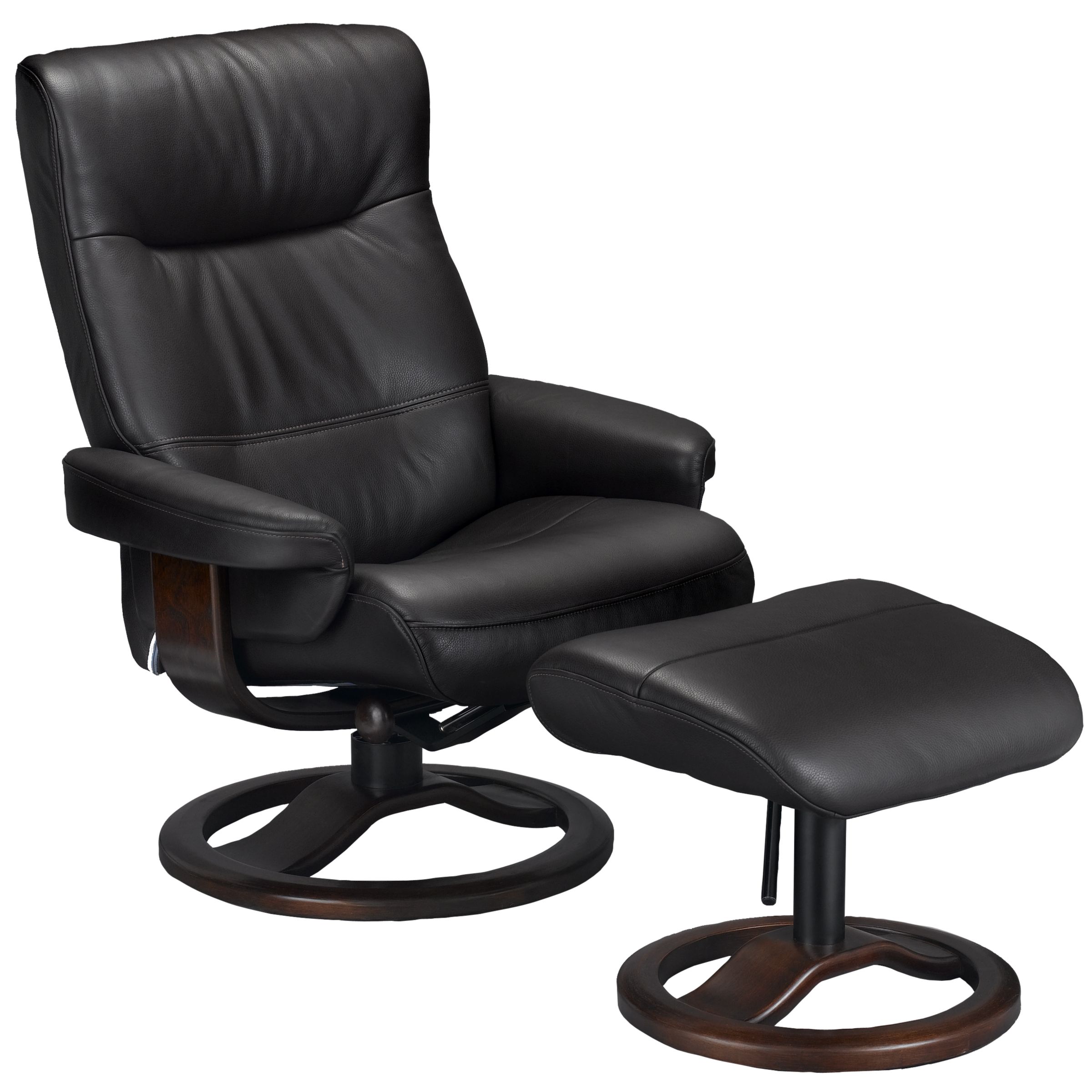 John Lewis Pluto Leather Chair and Footstool Black