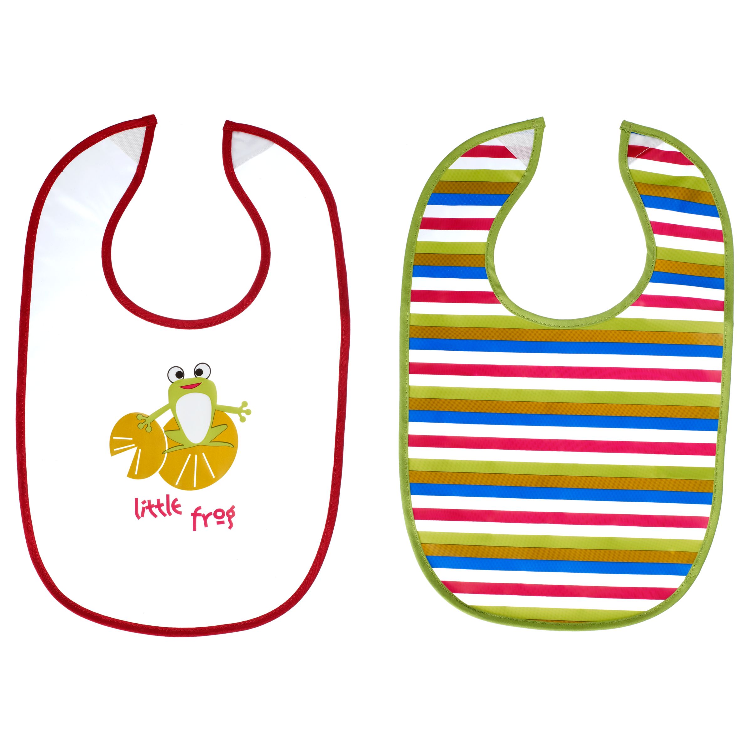 John Lewis Baby Frog Bibs, Pack of 2, Green